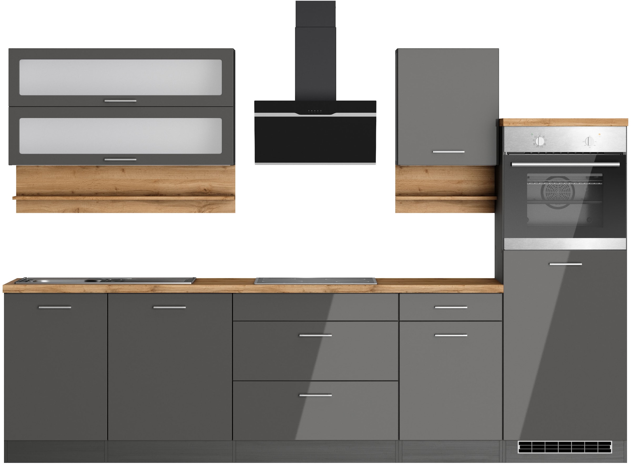 KOCHSTATION Küchenzeile »KS-Milan«, 300 cm breit, robuste Metallauszüge, vi günstig online kaufen
