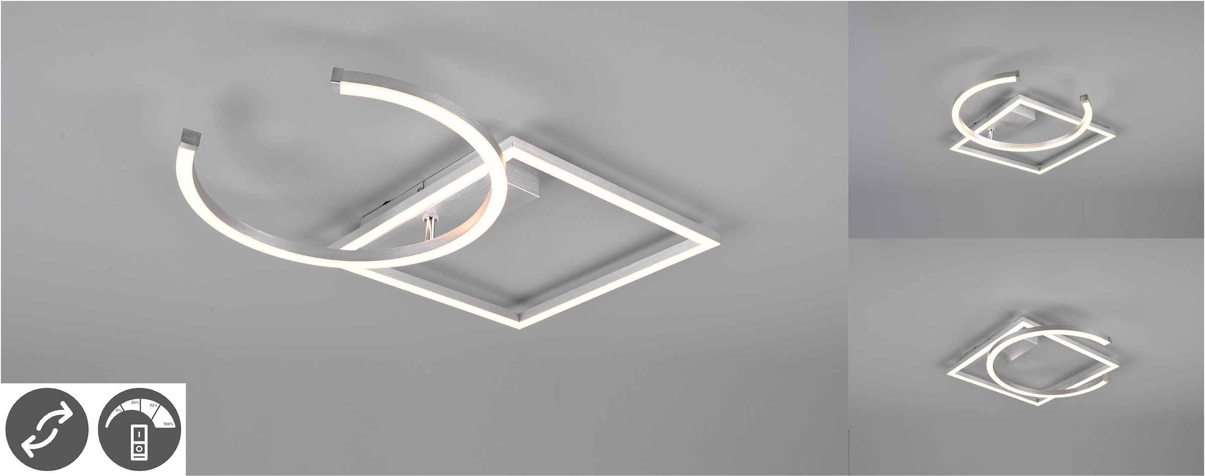 TRIO Leuchten LED Deckenleuchte geeignet dimmbar, Wandschalter auf kaufen zur Deckenmontage Rechnung Wand-und über 1 »PIVOT«, flammig-flammig