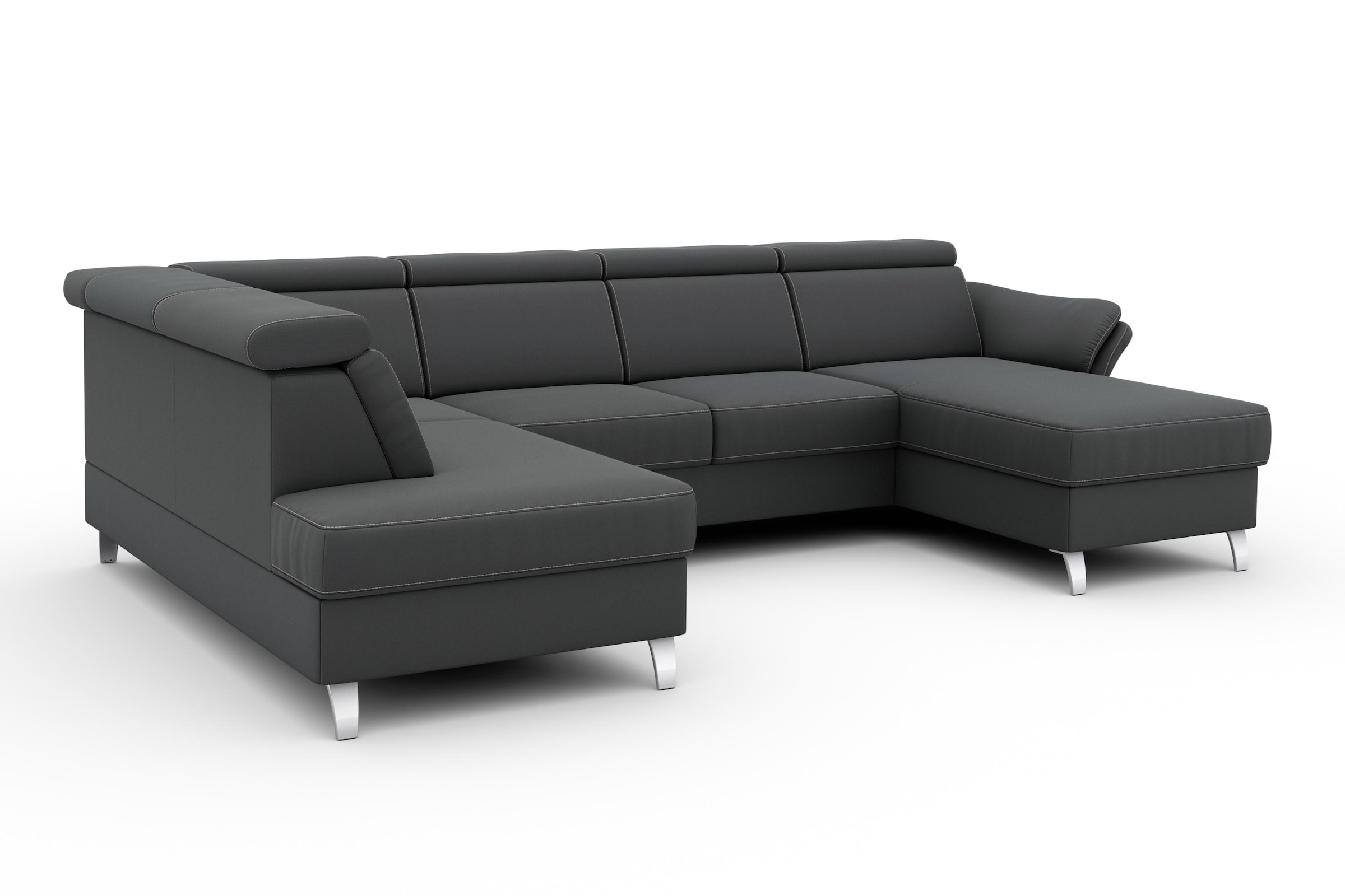 sit&more Wohnlandschaft »Vincenzo U-Form« inklusive Kopfteilverstellung, wahlweise mit Bettfunktion, Bettkasten