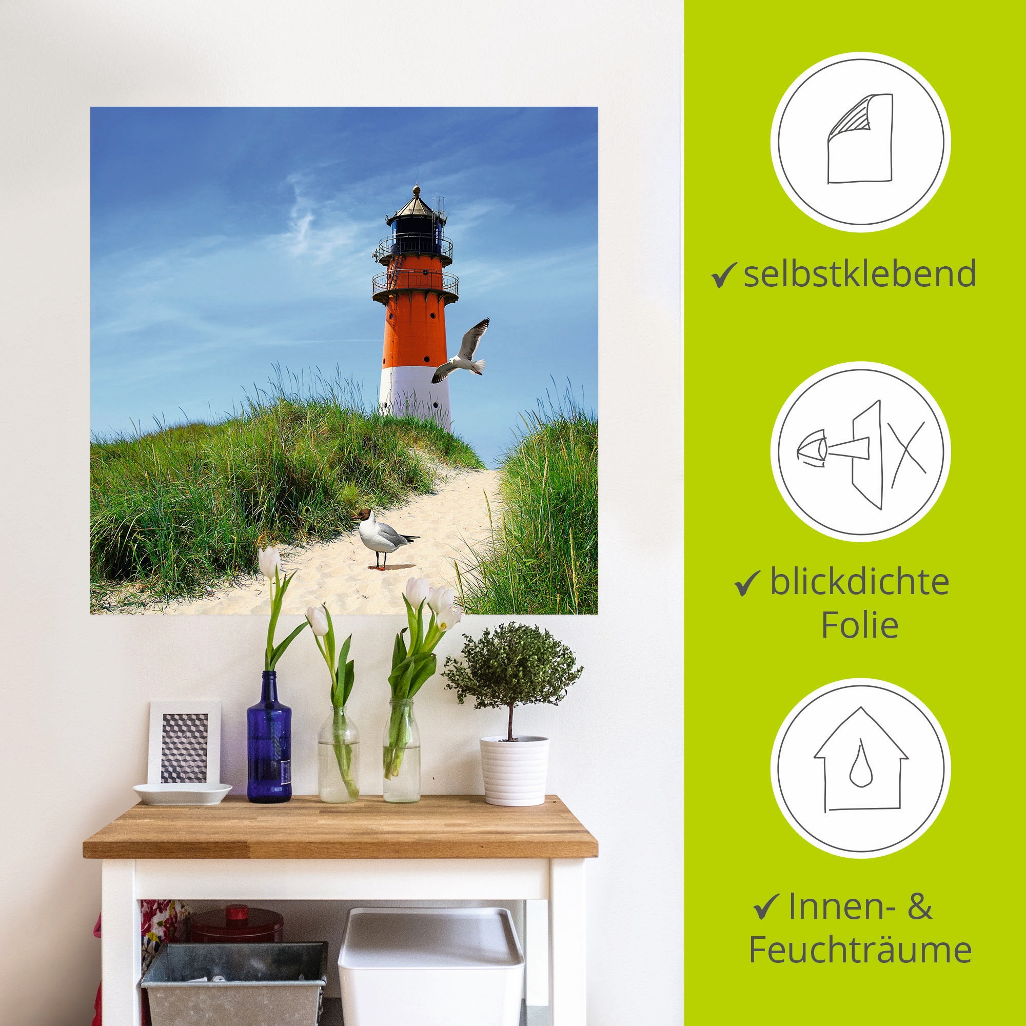 Artland Wandbild »Am Leuchtturm«, Gebäude, (1 St.), als Leinwandbild, Wandaufkleber in verschied. Größen