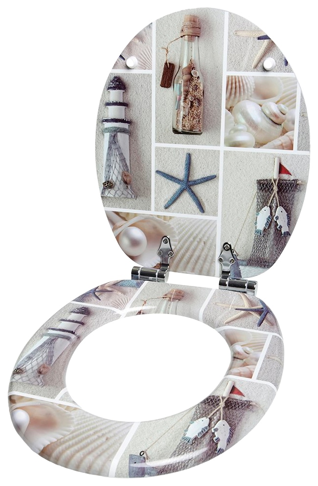 Sanilo Badaccessoire-Set »Meeresbrise«, (Komplett-Set, 3 tlg.), bestehend aus WC-Sitz, Badteppich und Waschbeckenstöpsel