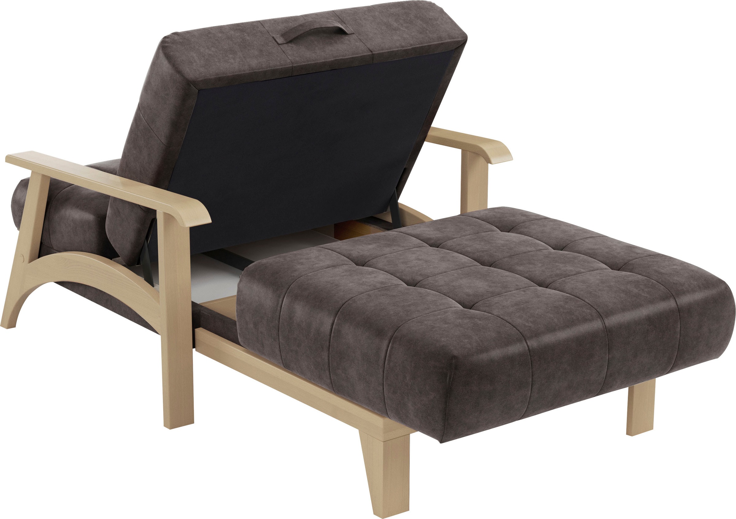 sit&more Recamiere »Billund«, Armlehnen aus Buchenholz in natur, verschiedene Bezüge und Farben
