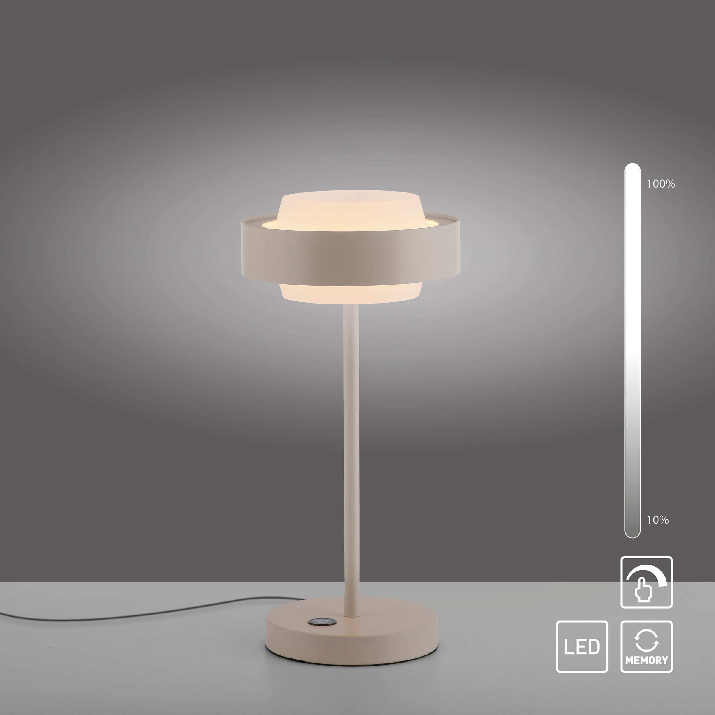 SCHÖNER WOHNEN-Kollektion LED Tischleuchte »ELMO« LED-Board 1 Stk. Warmweiß SCHÖNER WOHNEN Kollektion, Touchdimmer, Memoryfunktion