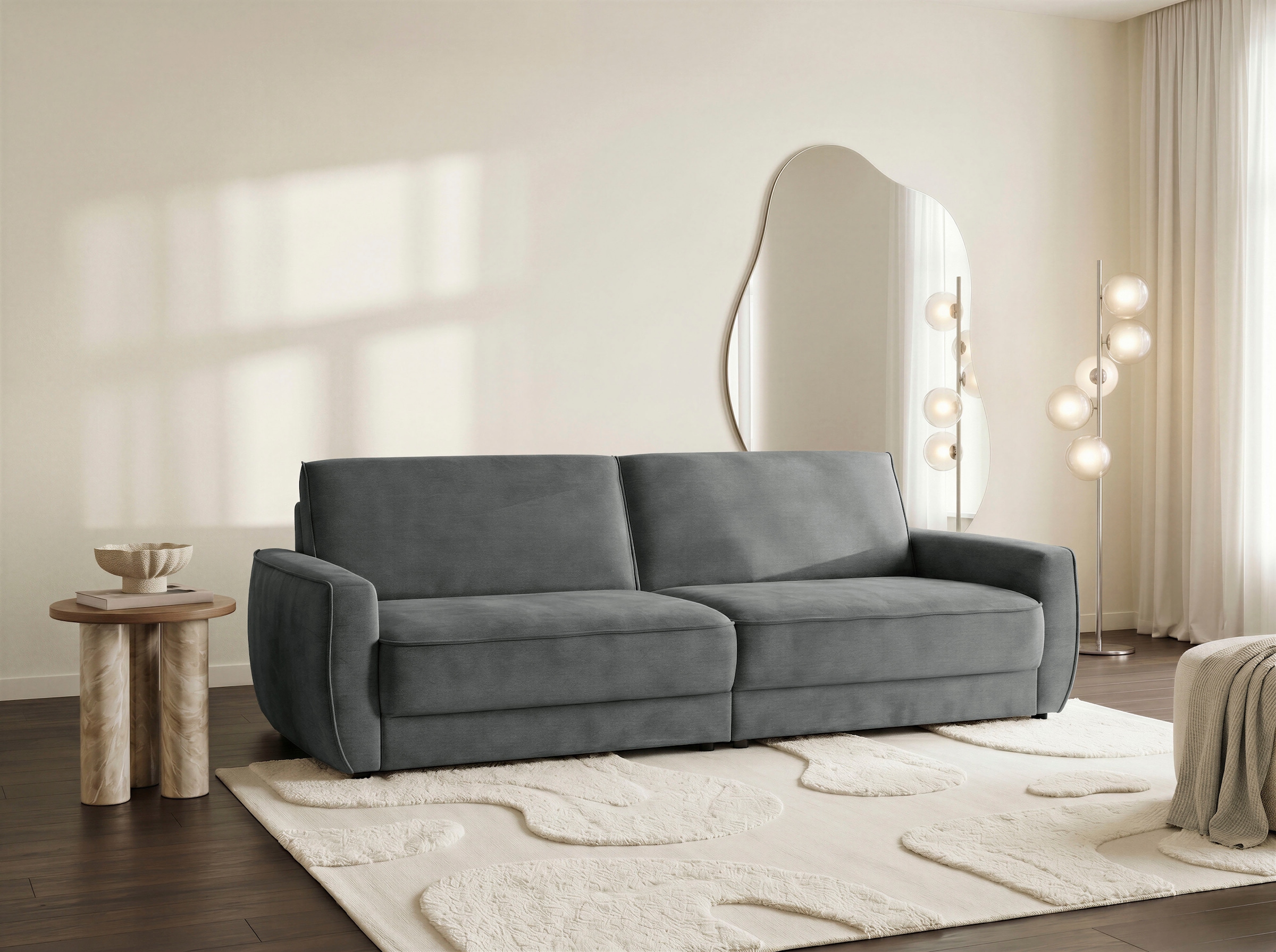 Die PlanBar Big-Sofa »ZE-EM24139, 258 cm breit, 2-teilige XXL Couch mit Softsitz« Kaltschaum Polstersofa, optional mit Sitztiefenverstellung