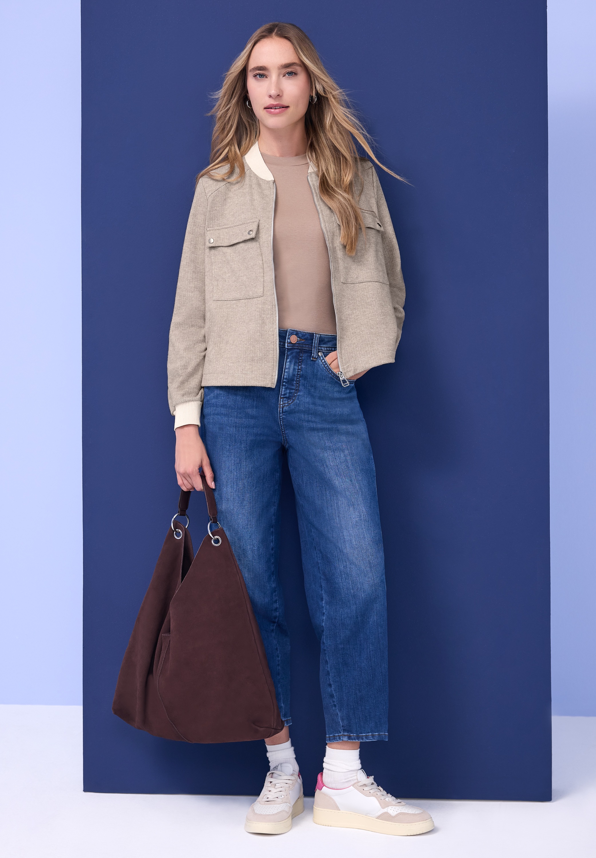 STREET ONE Blouson ohne Kapuze mit modernem Herringbone‑Muster