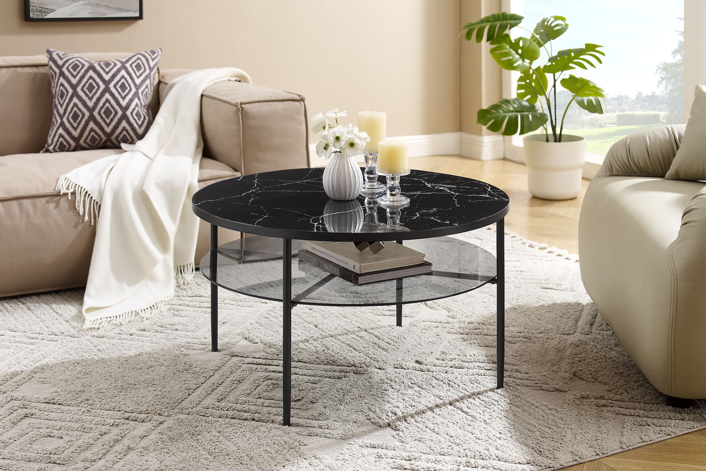 SalesFever Couchtisch, (1 St.), Tischplatte in Marmoroptik günstig online kaufen