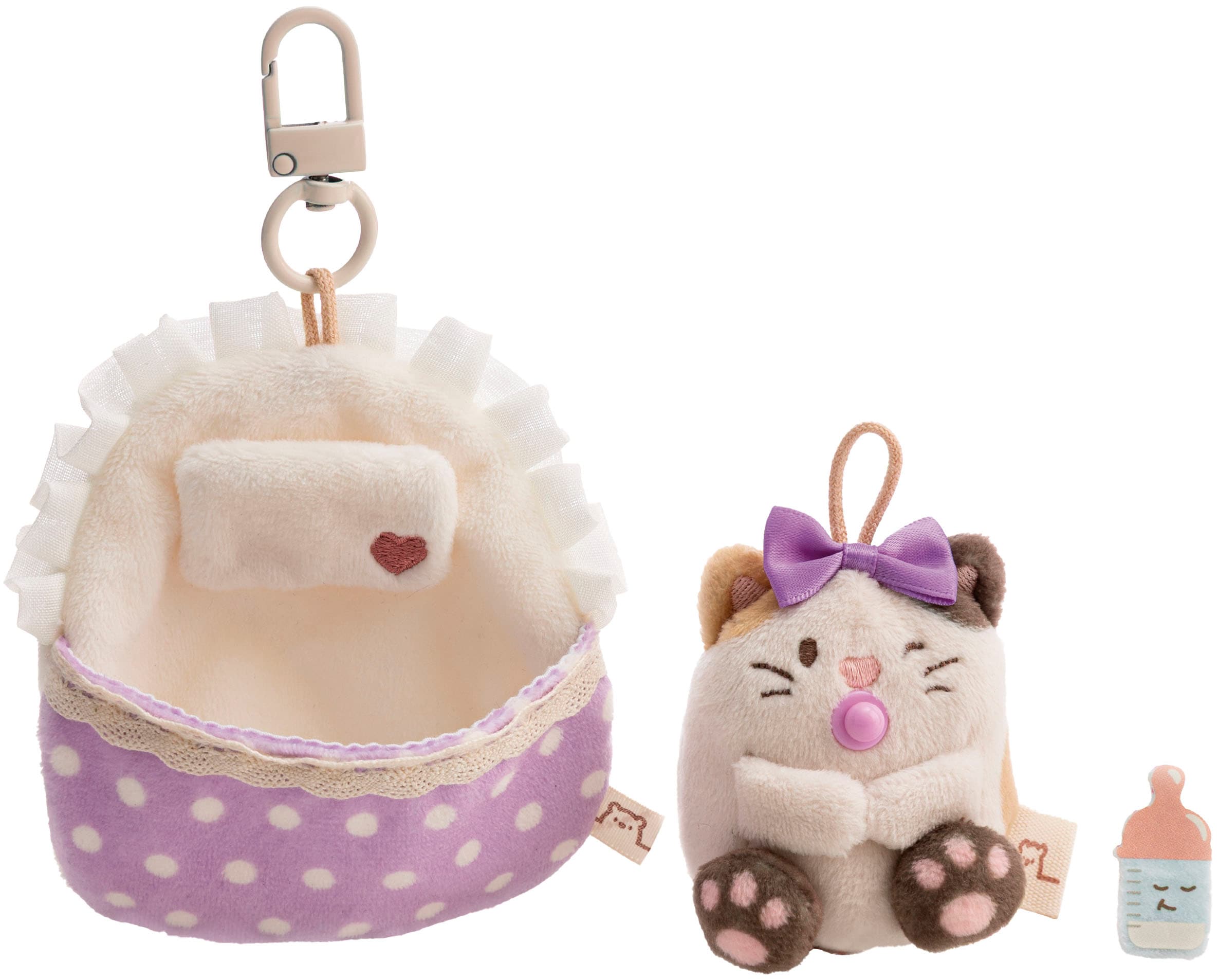 Nici Kuscheltier »mymochi, Set Katze Angy 7cm mit Babyflasche & Bettchen mit Karabiner« in Geschenkbox