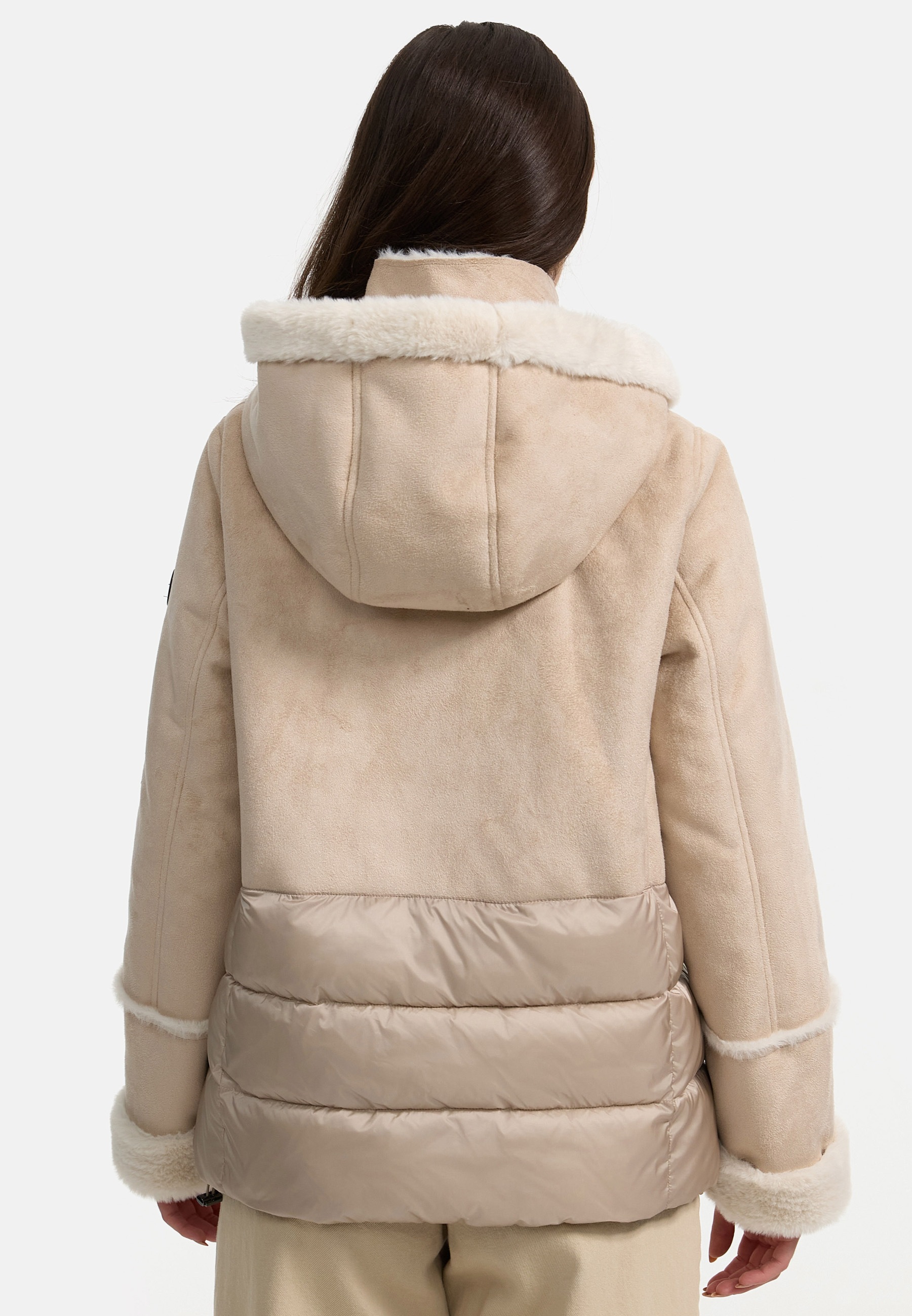 MANISA Kurzjacke, mit Kapuze, mit Teddyfell-Kapuze