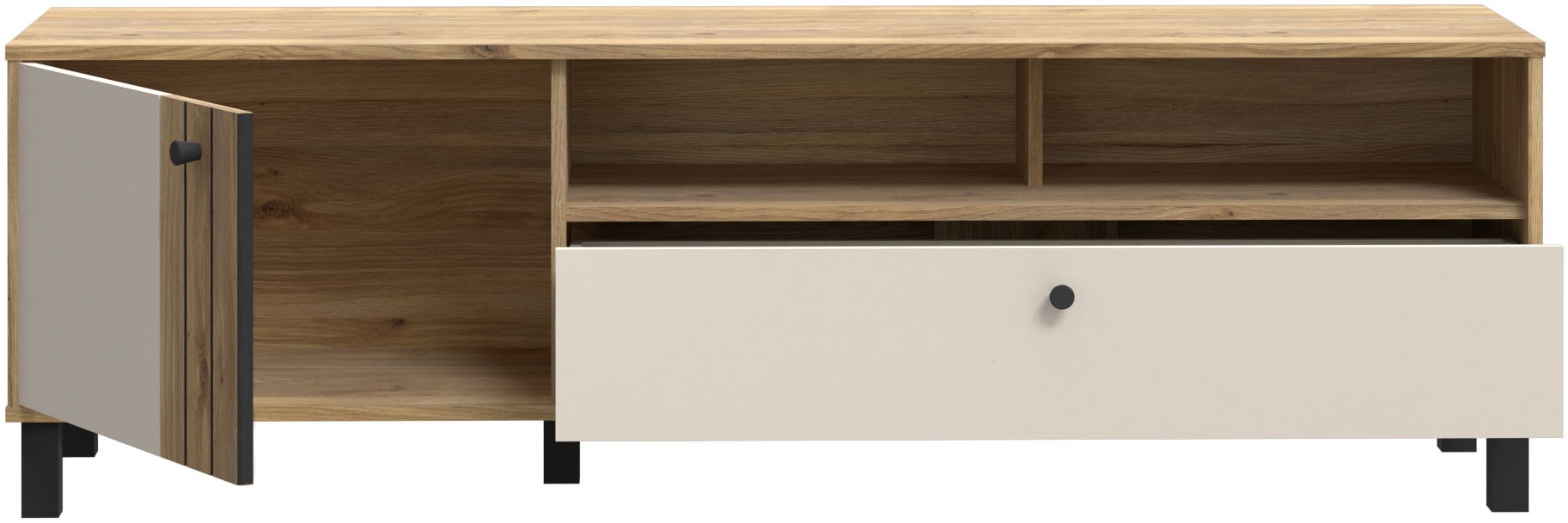 FORTE Lowboard »KillarneyTV-Board, TV-Schrank«, TV Board, Soft Close, Schublade, offene Fächer