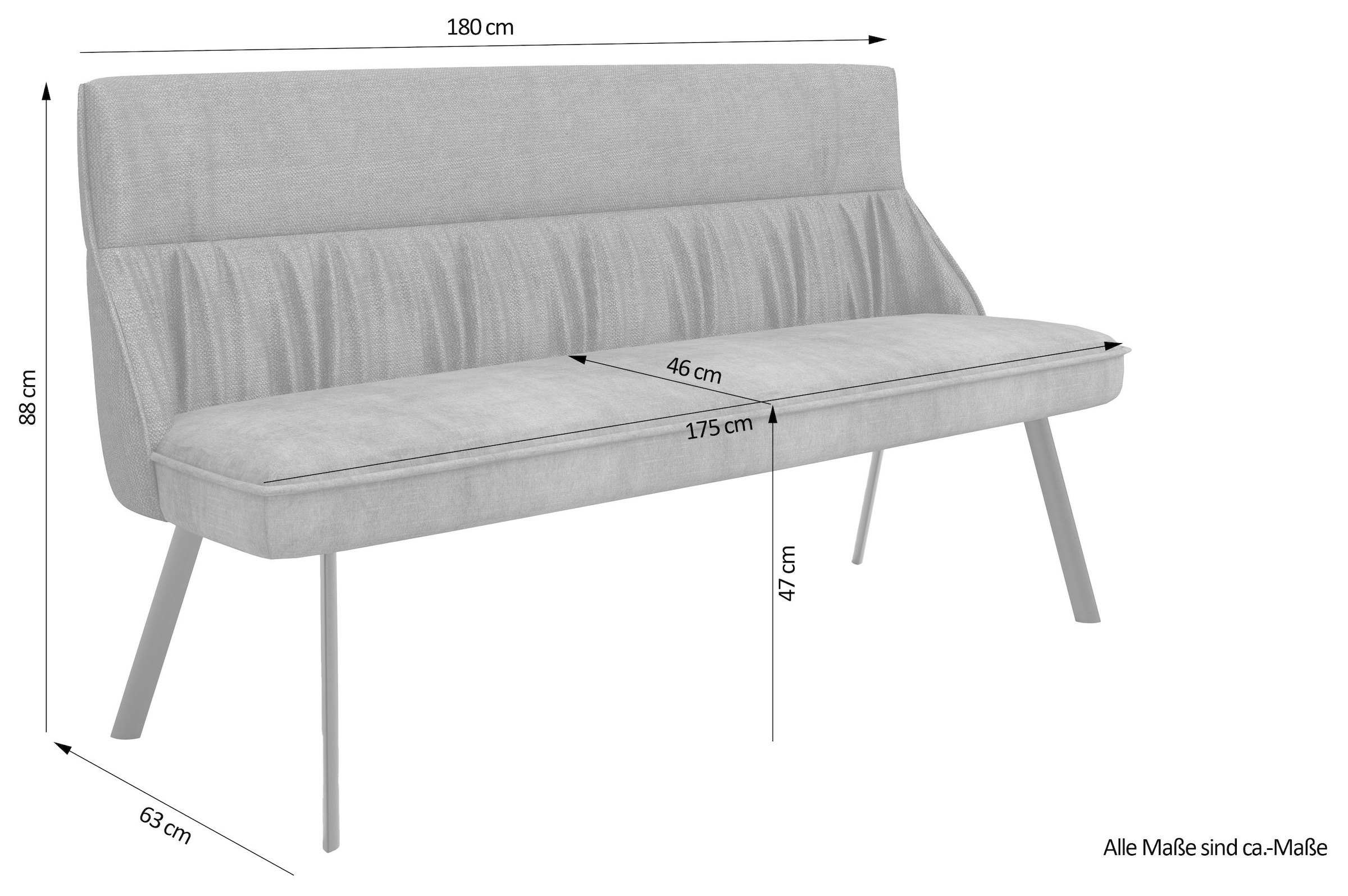 byLIVING Polsterbank »California«, (1 St.), 180 cm Bank, Webstoff und Vintage Samt mit gemütlicher Nosaqfederung