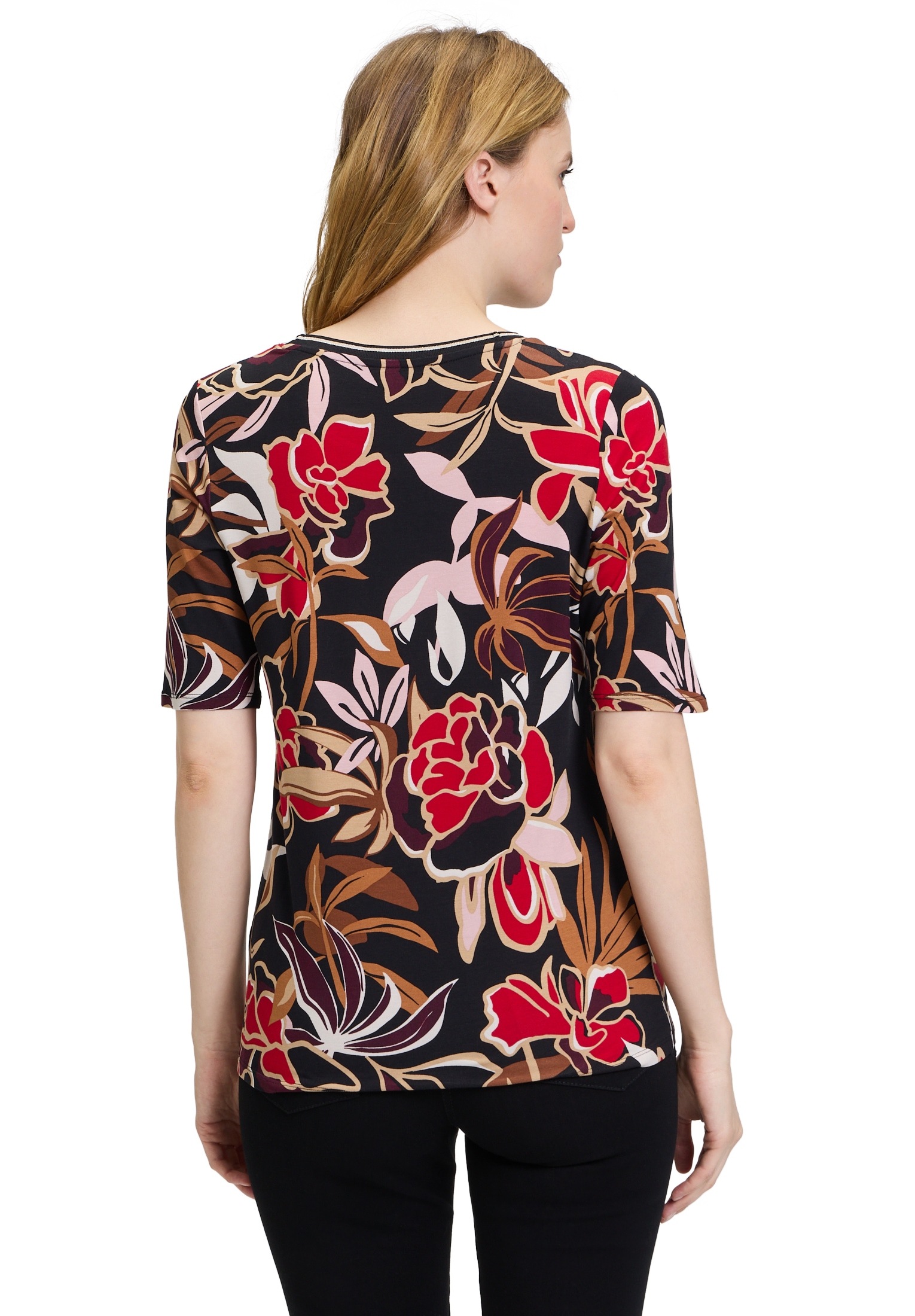 Betty Barclay Kurzarmshirt »Betty Barclay Basic Shirt mit Print«, Rippbündchen