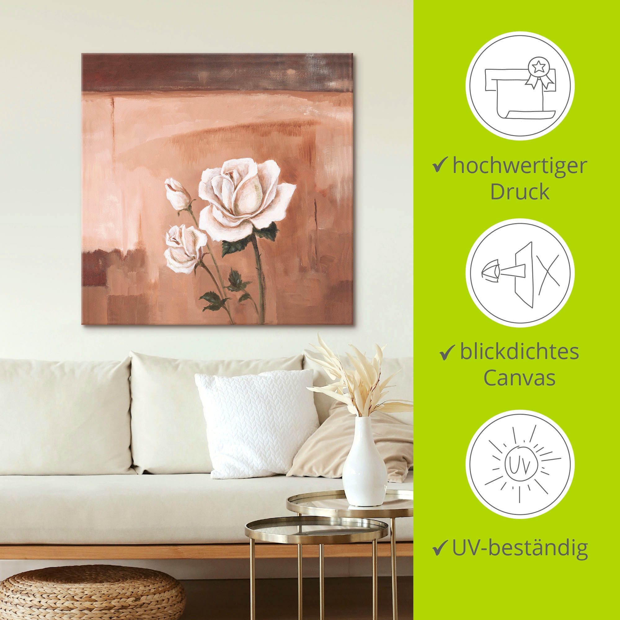Artland Leinwandbild »Rosen II«, Blumenbilder, (1 St.), auf Keilrahmen gespannt
