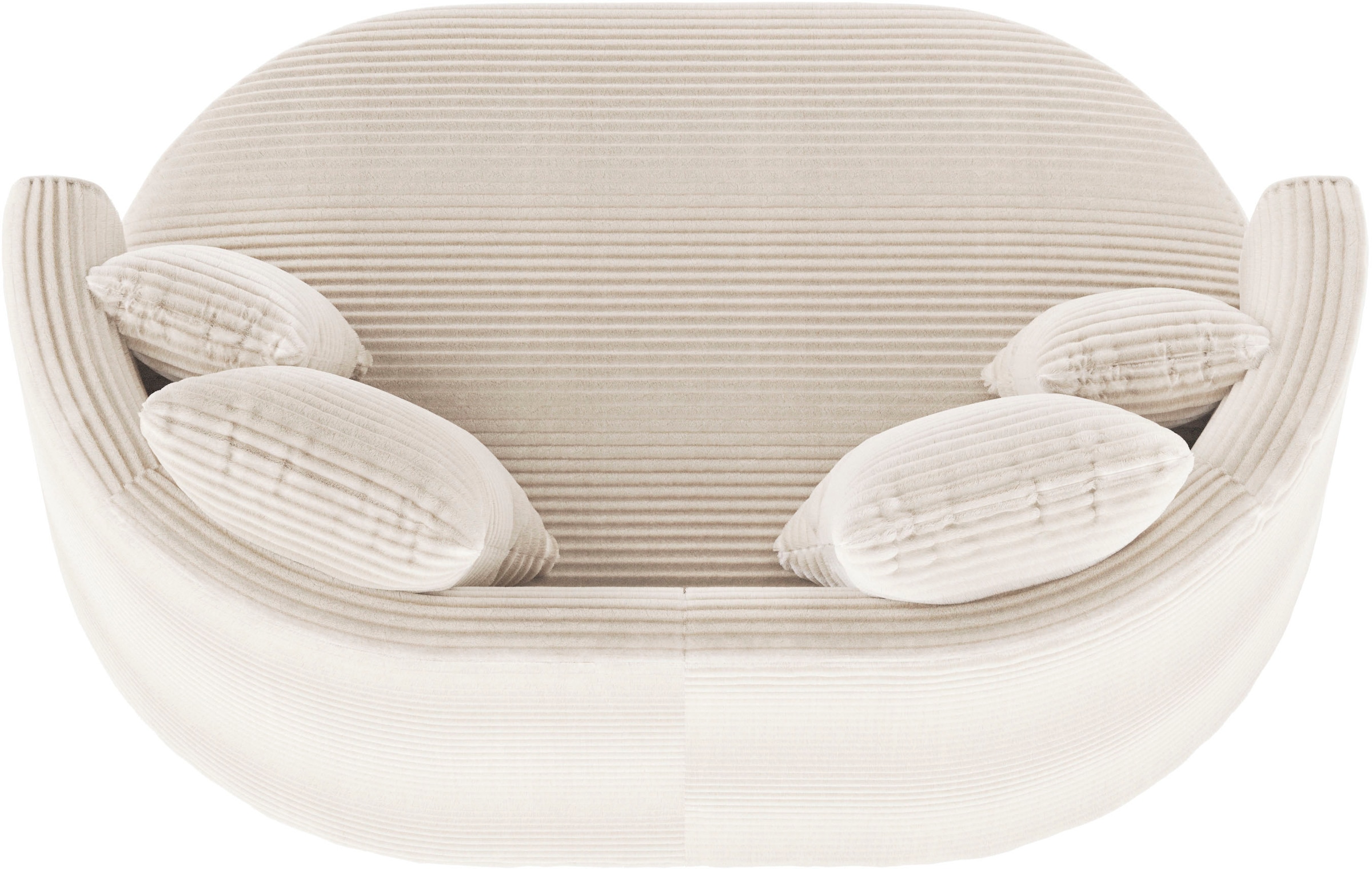 LeGer Home by Lena Gercke 2,5-Sitzer »ISALIE, rundes Loungesofa, mit Kissen, perfekt gepolstert«, moderne Stoffe, mit 4 Zierkissen, extra große Sitzfläche