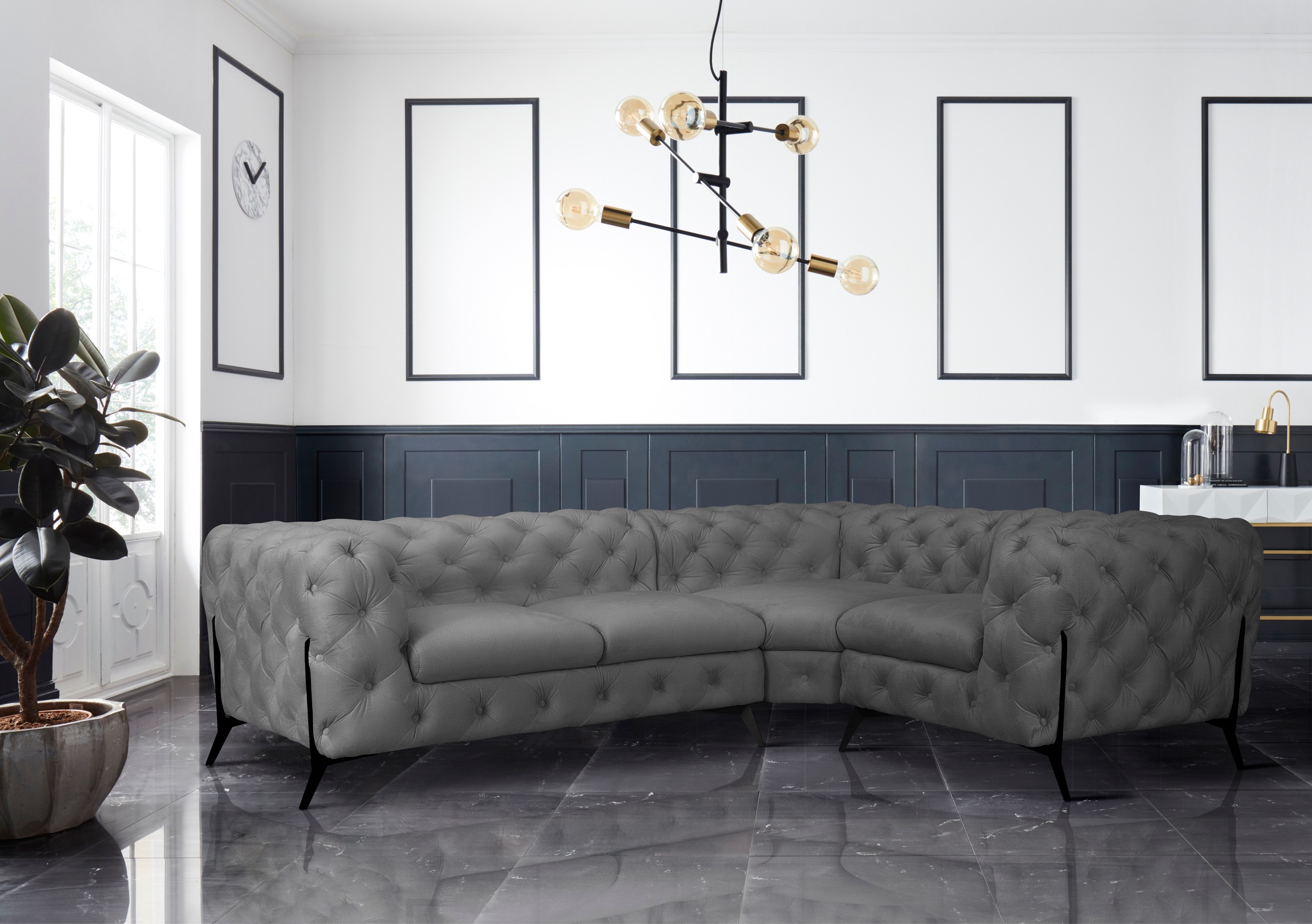 Home affaire Chesterfield-Sofa »Amaury L-Form« moderne Chersterfield-Optik, günstig online kaufen