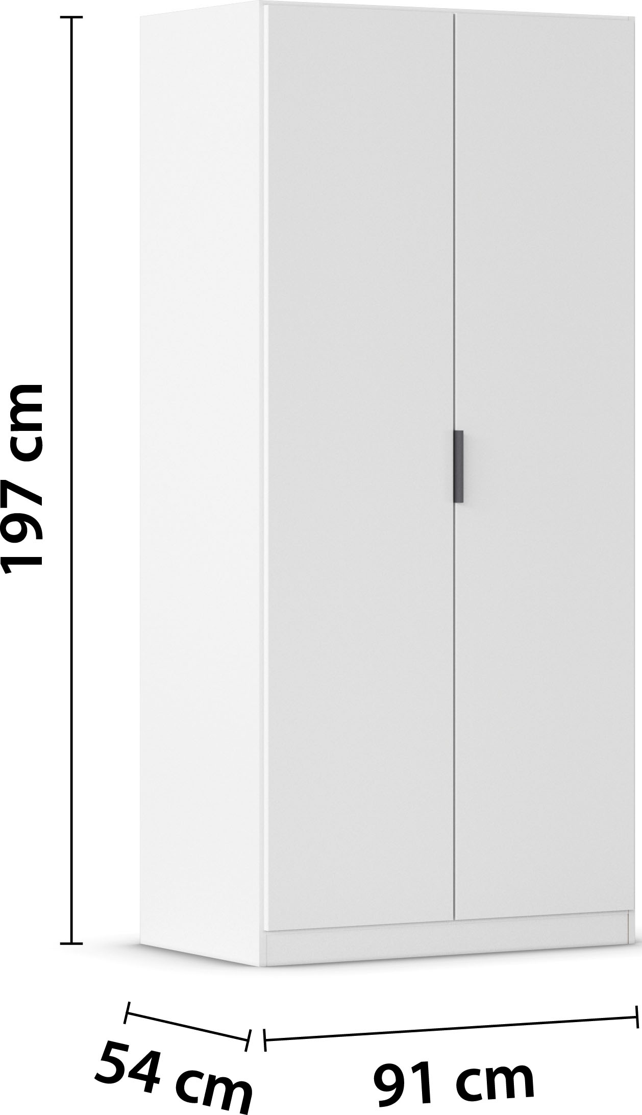 rauch Kleiderschrank »Drehtürenschrank Schrank Garderobe Ankleide Schlafzimmer LAGOA« in 3 verschiedenen Ausstattungen BASIC/CLASSIC/PREMIUM,  moderne Kantengriffe aus Metall, optional mit Aufsatz MADE IN GERMANY