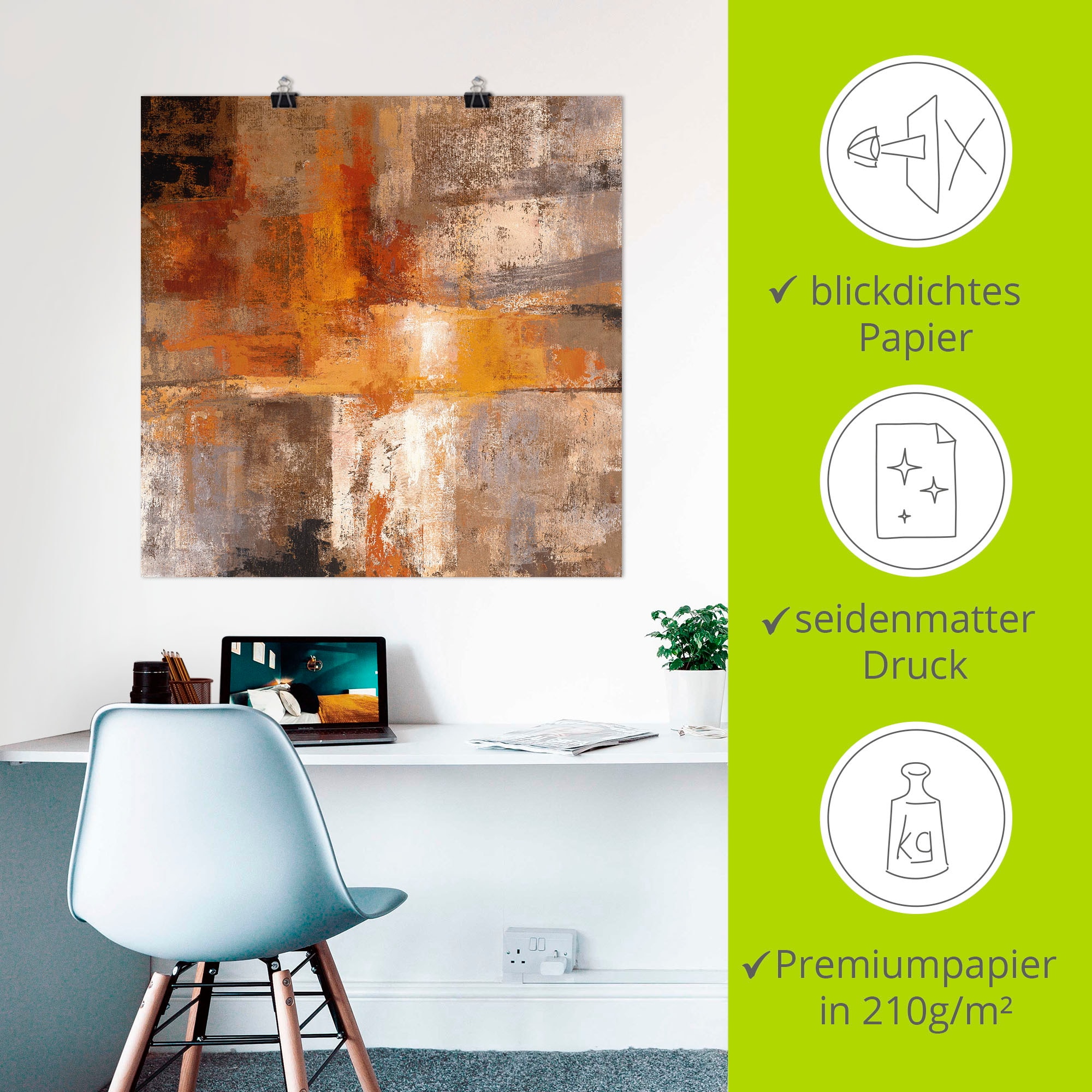 Artland Wandbild »Silber und Bernstein Ernte«, Gegenstandslos, (1 St.), als Leinwandbild, Poster in verschied. Größen