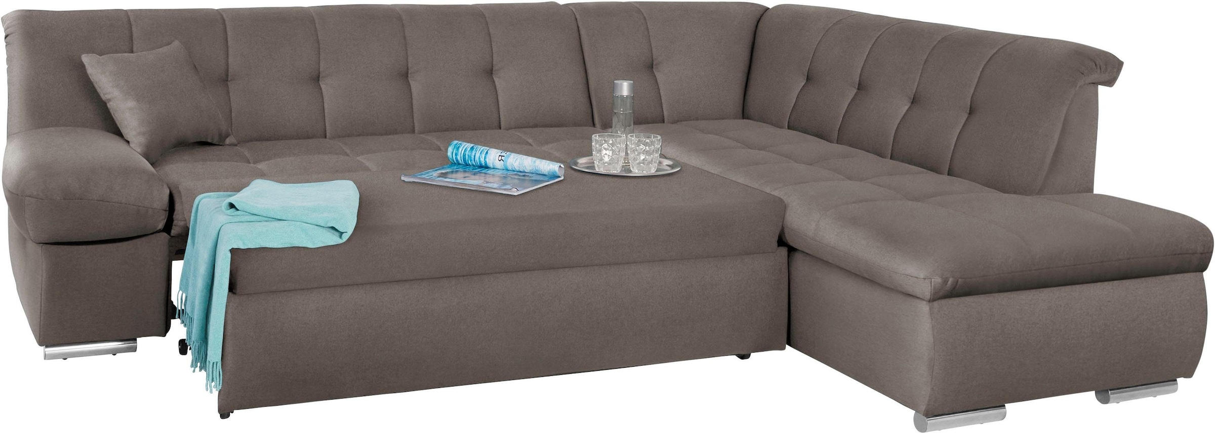 DOMO collection Ecksofa »Mona L-Form«, wahlweise mit Bett- und Armlehnfunktion