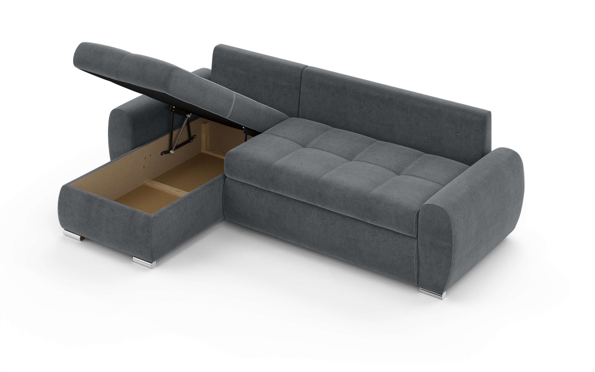 INOSIGN Ecksofa »HAVERHILL Schlafsofa mit Bettkasten, Maße B/H/T: 237/89/166 cm«, L-Form mit Recamiere links oder rechts bestellbar, Wellenunterfederung