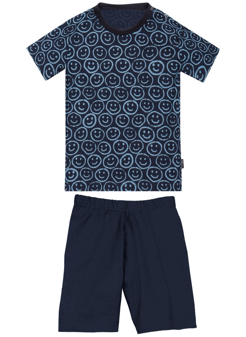 TRIGEMA Schlafanzug »Kurzer Schlafanzug mit fröhlichem Smiley-Muster« 1 Stk. tlg. navy 68 68 DELUXE-Single-Jersey