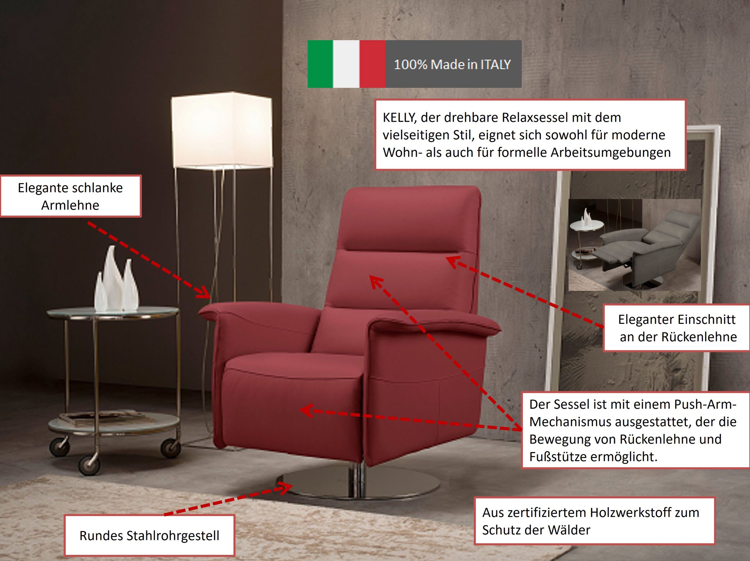 Egoitaliano Sessel »Kelly Designsessel, Clubsessel & Relaxsessel, bequem, z günstig online kaufen