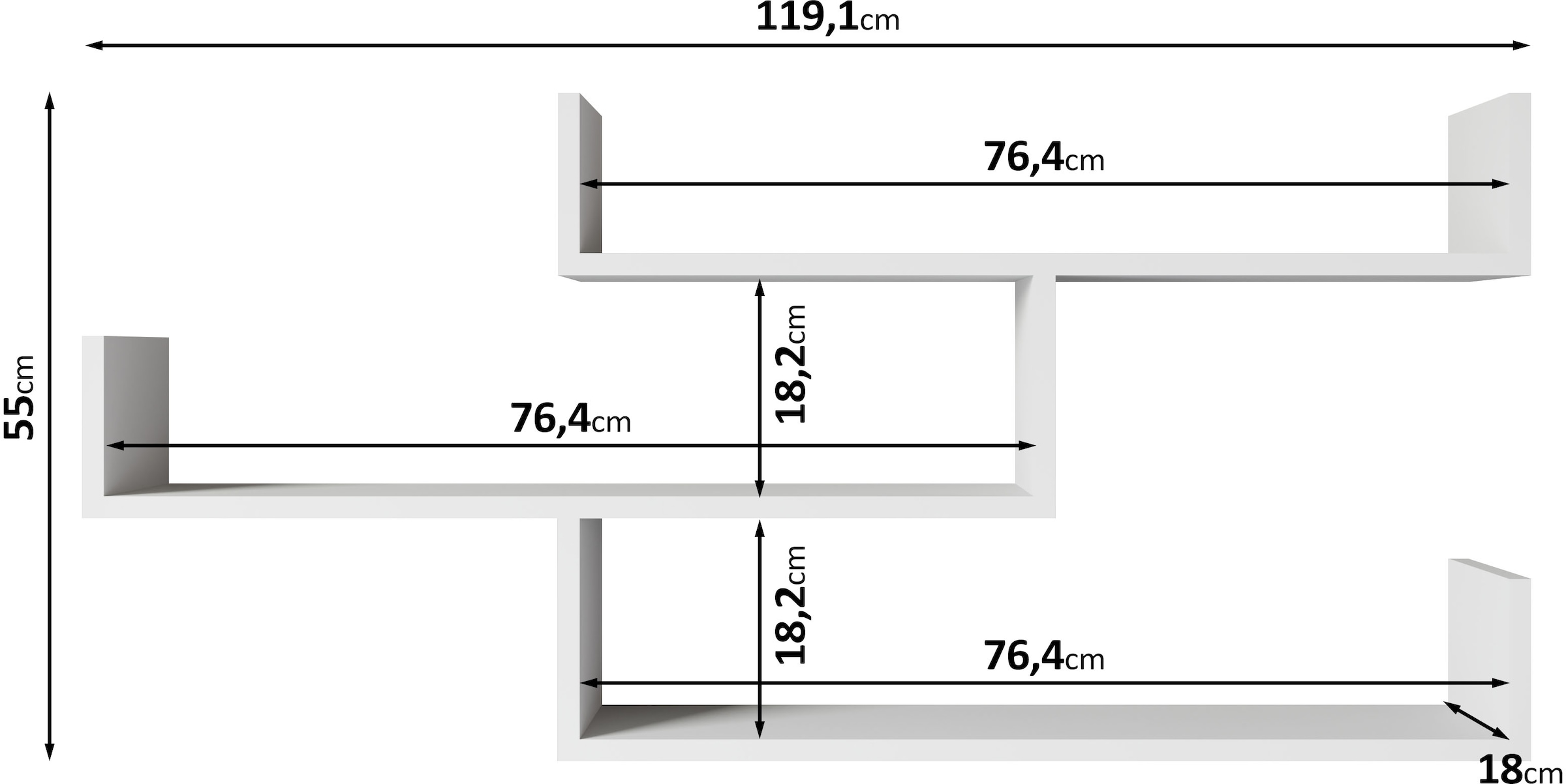 INOSIGN Wandboard »Wandregal Trio 003«, (1 St.), Hängeregal mit 5 Fächern, modernes Design, variabel einsetzbar