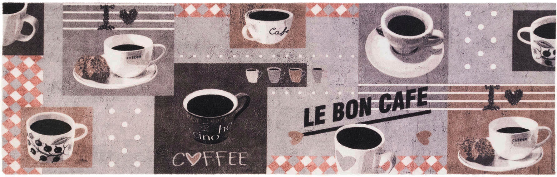 Primaflor-Ideen in Textil Küchenläufer »BON CAFE«, rechteckig, mit Schriftzug & Motiv Kaffee, rutschhemmend, waschbar, Küche