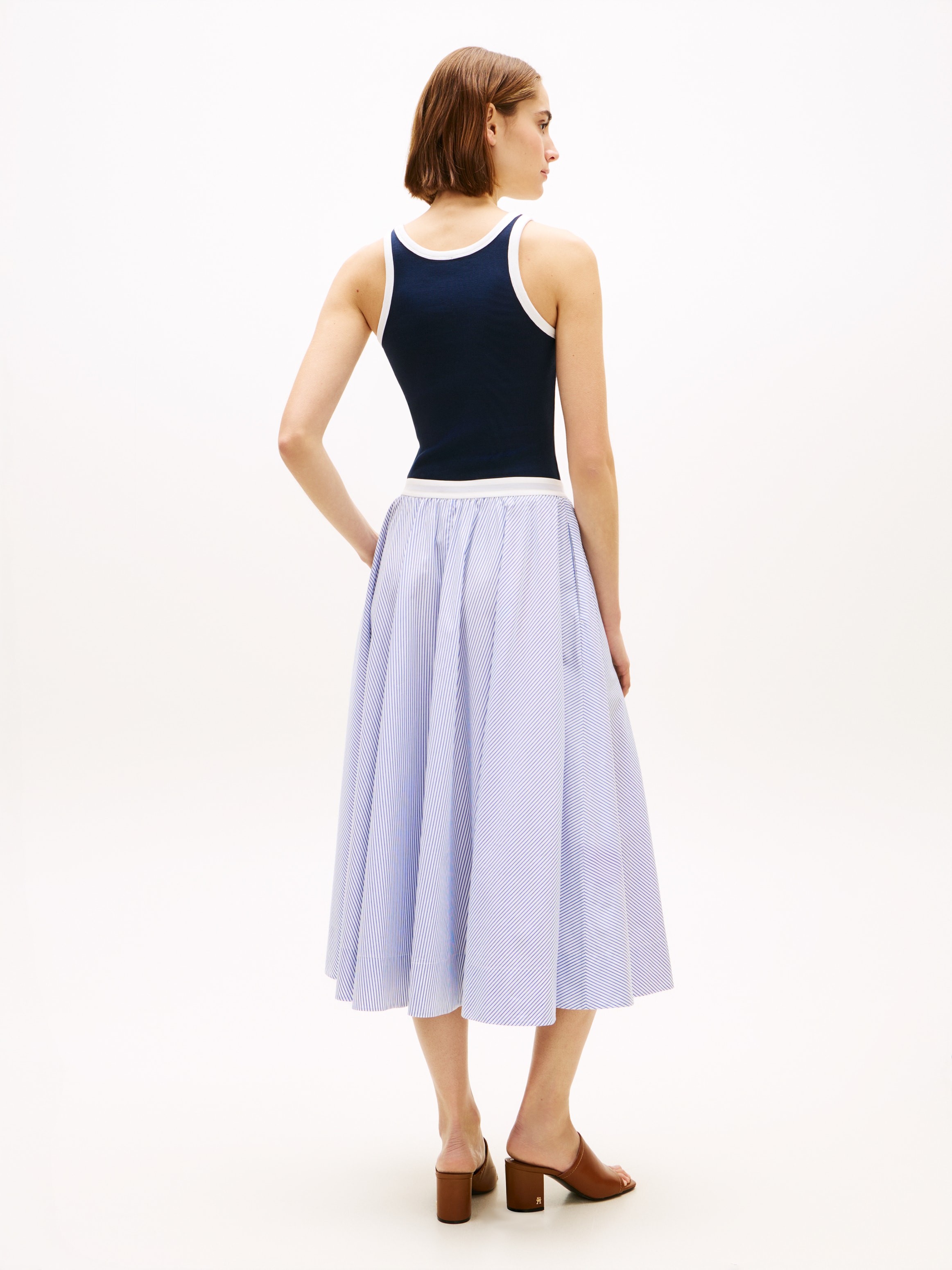 Tommy Hilfiger A-Linien-Rock »POPLIN BRANDED MIDI SKIRT« in Midi-Länge, mit Logobund