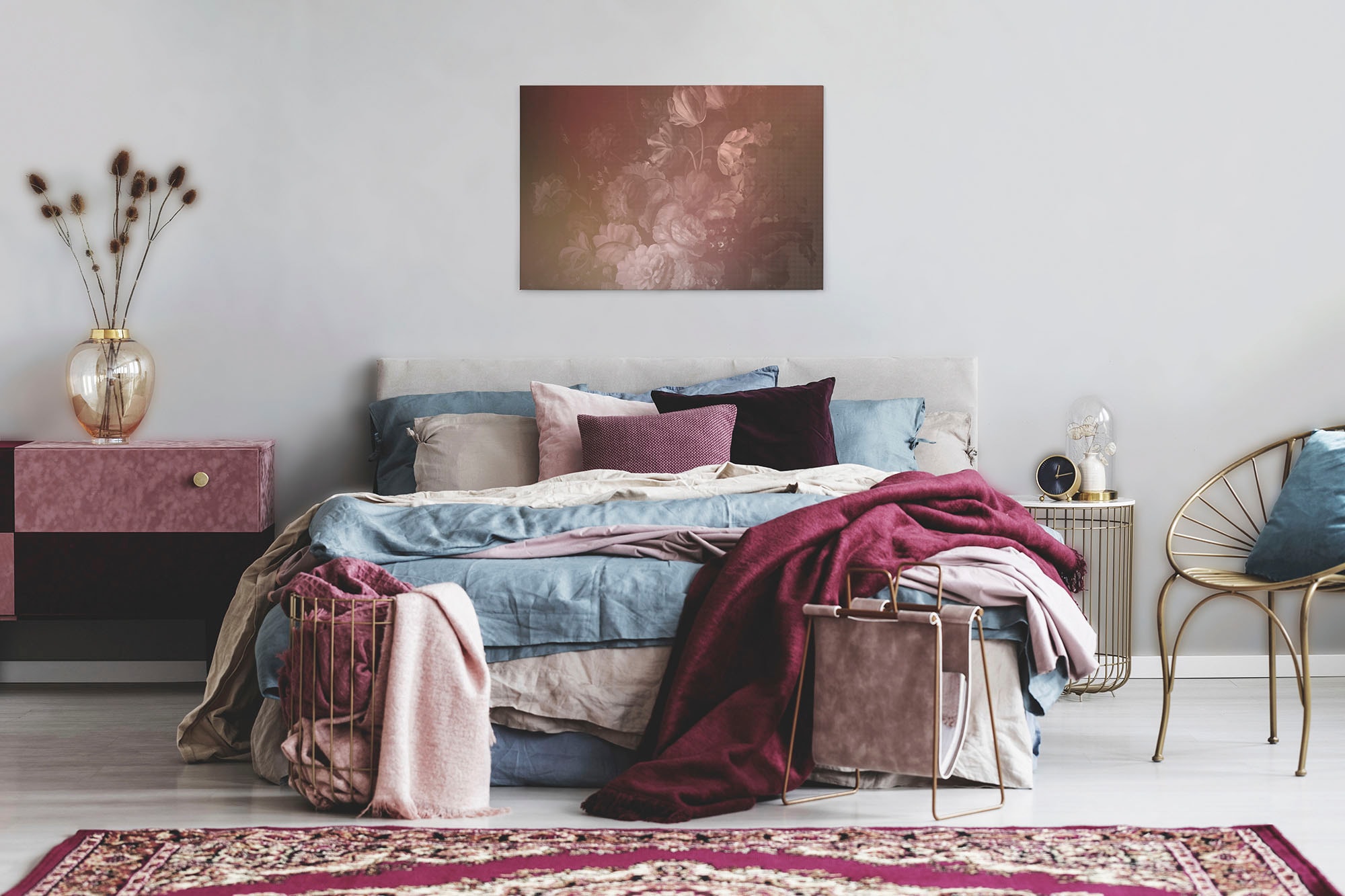 A.S. Création Leinwandbild »dutch pastel 3«, Kunst-Blumen-Kinder, (1 St.), Keilrahmen Bild Floral Rosen Rosé Leinwand-Bild Wohnzimmer modern Wand