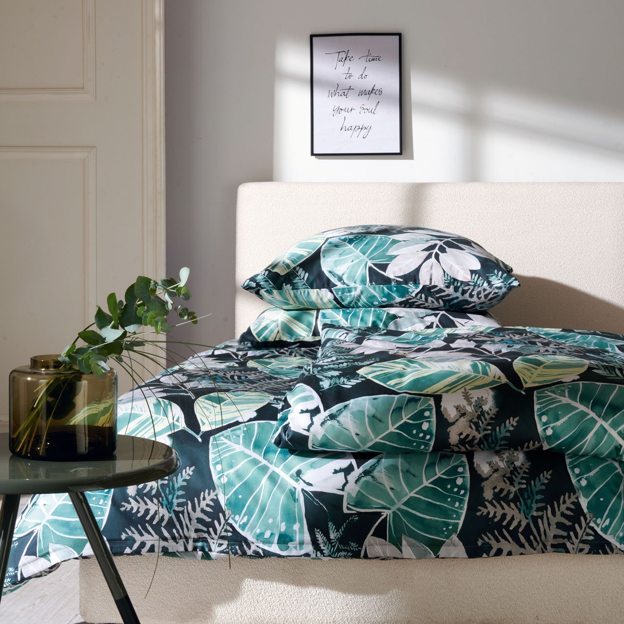 APELT Bettwäsche »Eden GOTS« 2 Stk. tlg. Blatt- Farnmotive günstig online kaufen