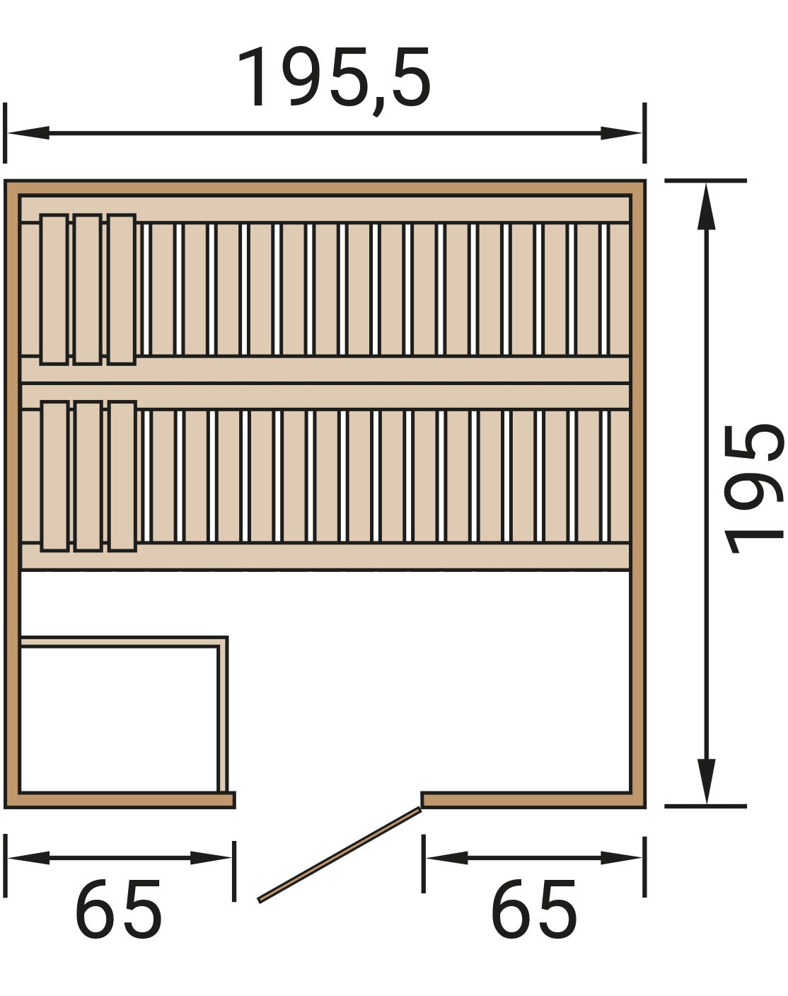 weka Sauna »Massivholzsauna BERGEN 2« Blockbohlen, moderne Ganzglastür