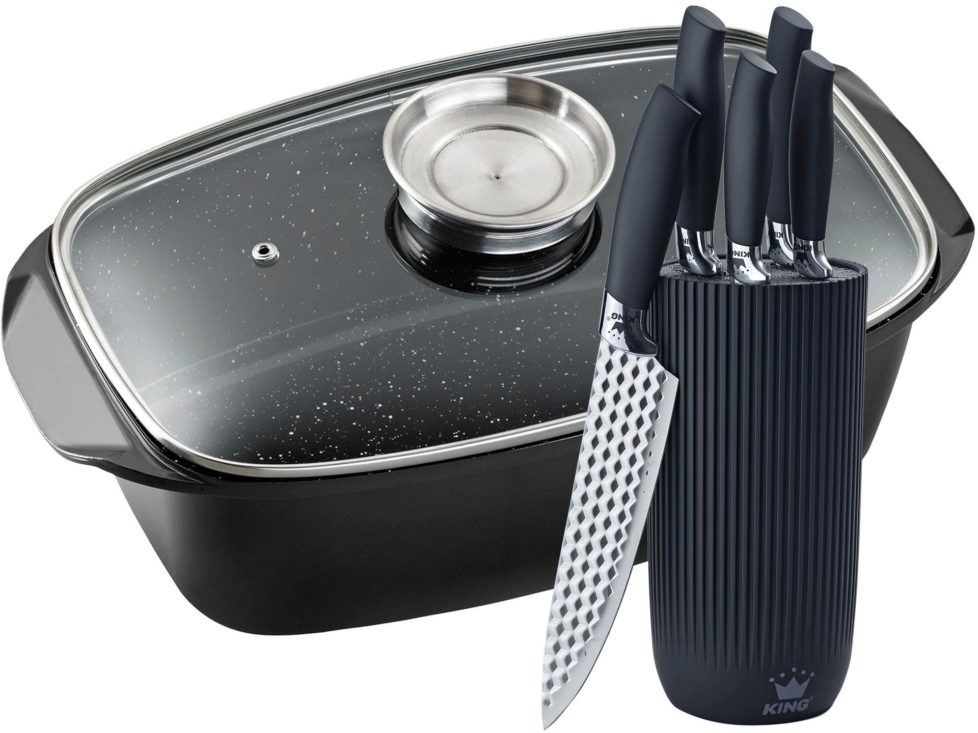 KING Bräter »5 Liter«, Aluminiumguss, (Set, 8 tlg., 5 Küchenmesser inklusiv günstig online kaufen