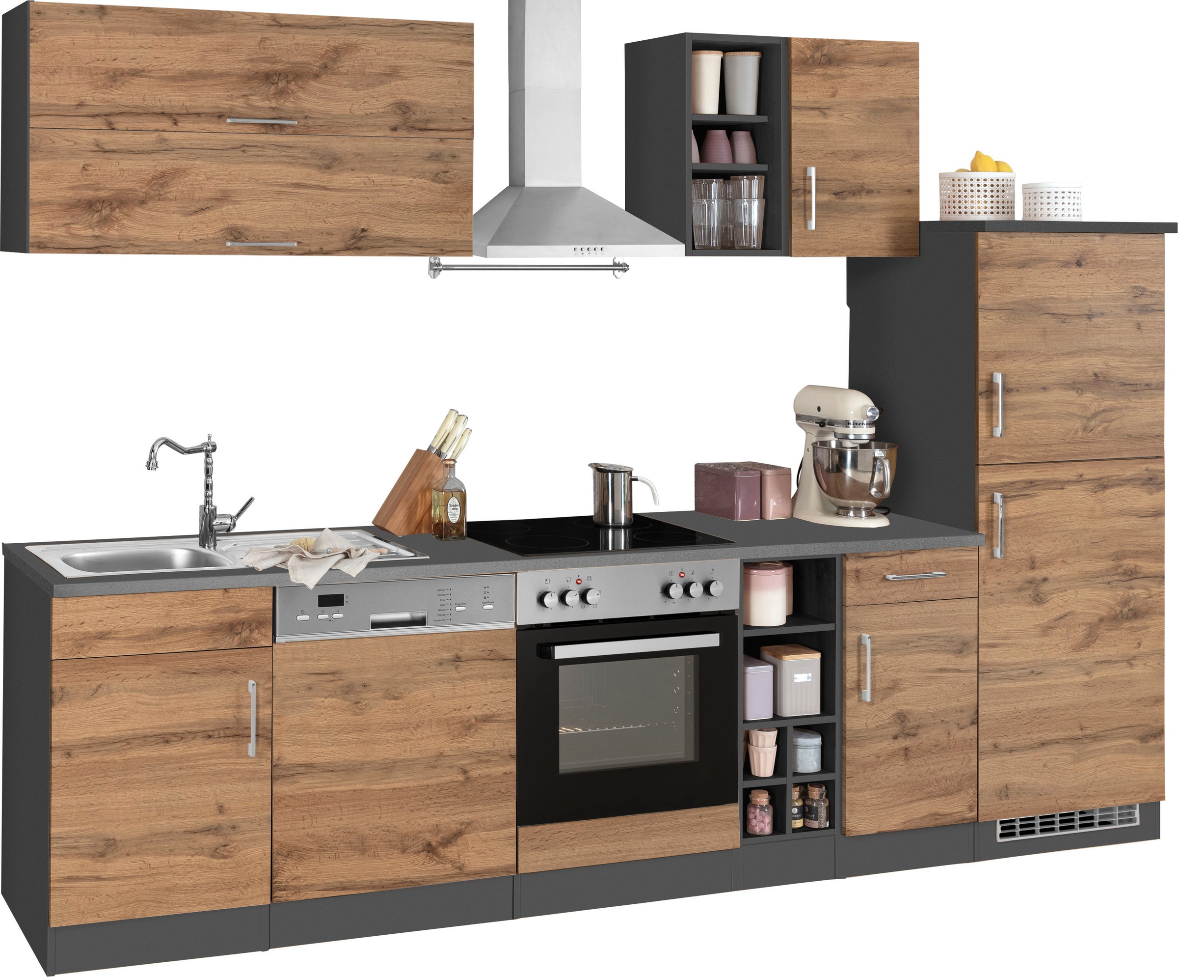 KOCHSTATION Küchenzeile »KS-Colmar«, mit E-Geräten, Breite 300 cm