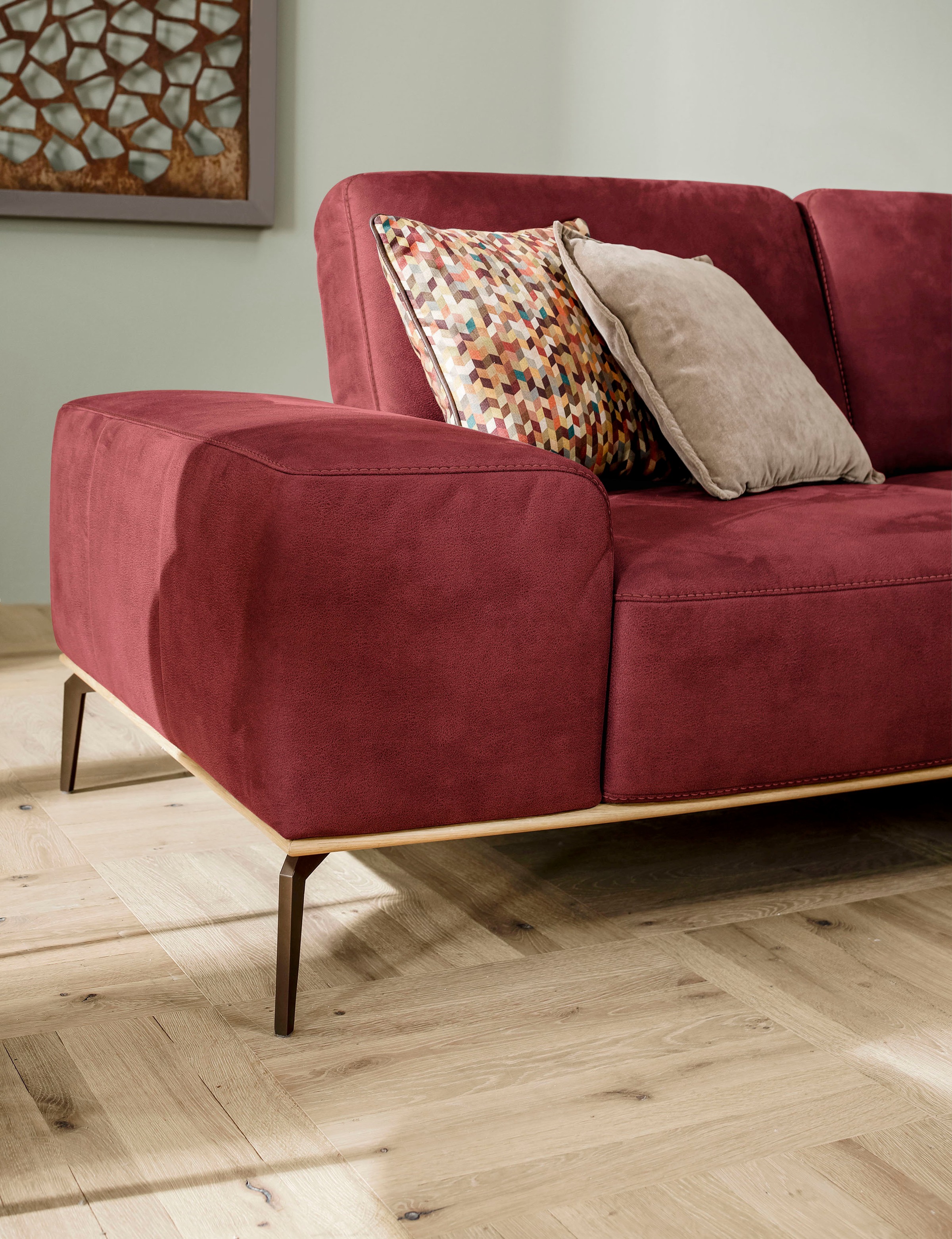 W.SCHILLIG Ecksofa »run, Designsofa mit tollem Sitzkomfort, L-Form«, mit Holzsockel, Füße in Bronze pulverbeschichtet, Breite 299 cm