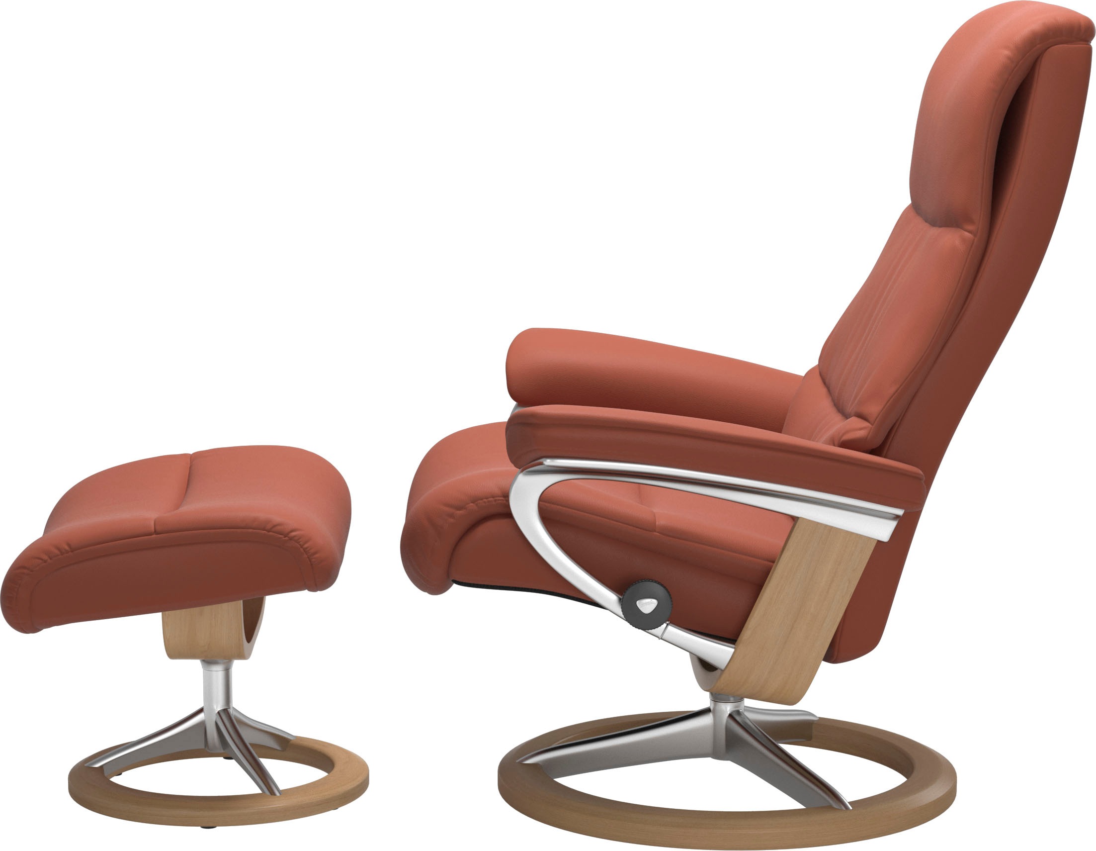 Stressless® Relaxsessel »View«, (Set, Relaxsessel mit Hocker), mit Signature Base, Größe S,Gestell Eiche