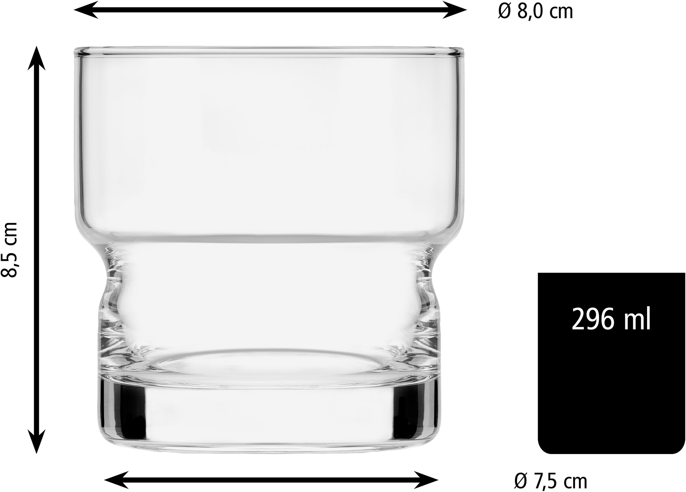 LIBBEY Gläser-Set »Rocks Glas -NEWTON- 296 ml, Ø: 8 cm, H: 8,5 cm, 12er Set«, (Set, 12 tlg.), hochwertig verarbeitet, im modernen Design