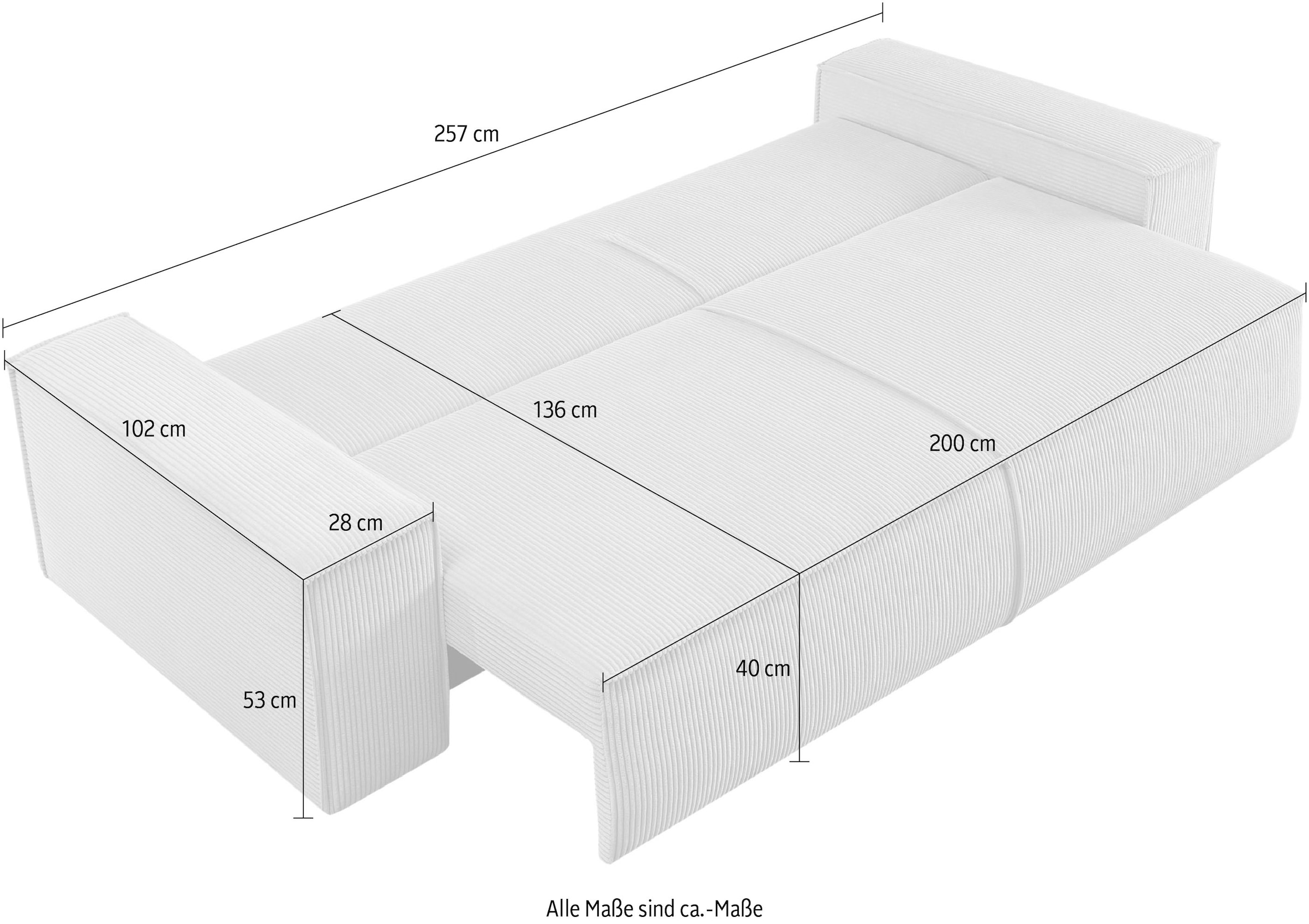 Home affaire 3-Sitzer »SHERWOOD«, nachts: Schlafsofa (Liegefläche 200x136 cm), tagsüber: 3-Sitzer-Sofa.