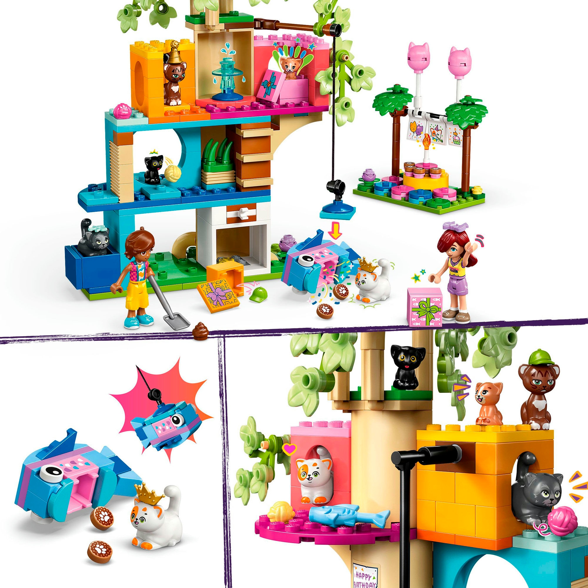 LEGO® Konstruktionsspielsteine »Katzengeburtstagsparty & Baumhaus (42666), LEGO Friends«, (321 St.), Made in Europe