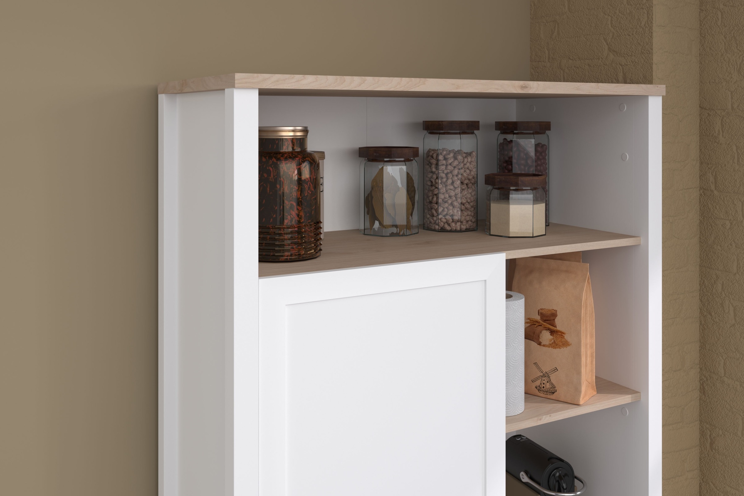 Parisot Buffet »Cottage 11«, (1 St.), Viel Stauraum, Flaschenregal, Metallgriffe, MDF, melaminbeschichtet