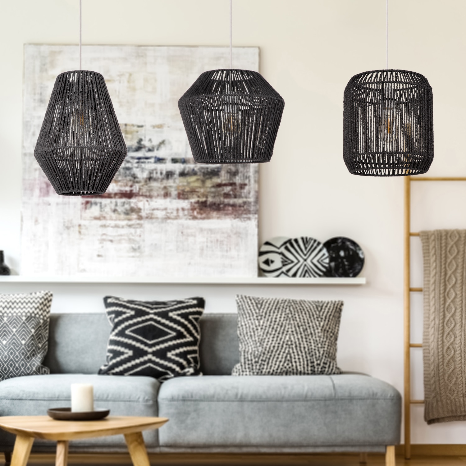 Paco Home Pendelleuchte »Pinto«, 1 flammig, Leuchtmittel E27 | ohne Leuchtmittel, Deckenlampe aus Aluminium und Papier, Ø Schirm ca. 33 cm, Fassung E27