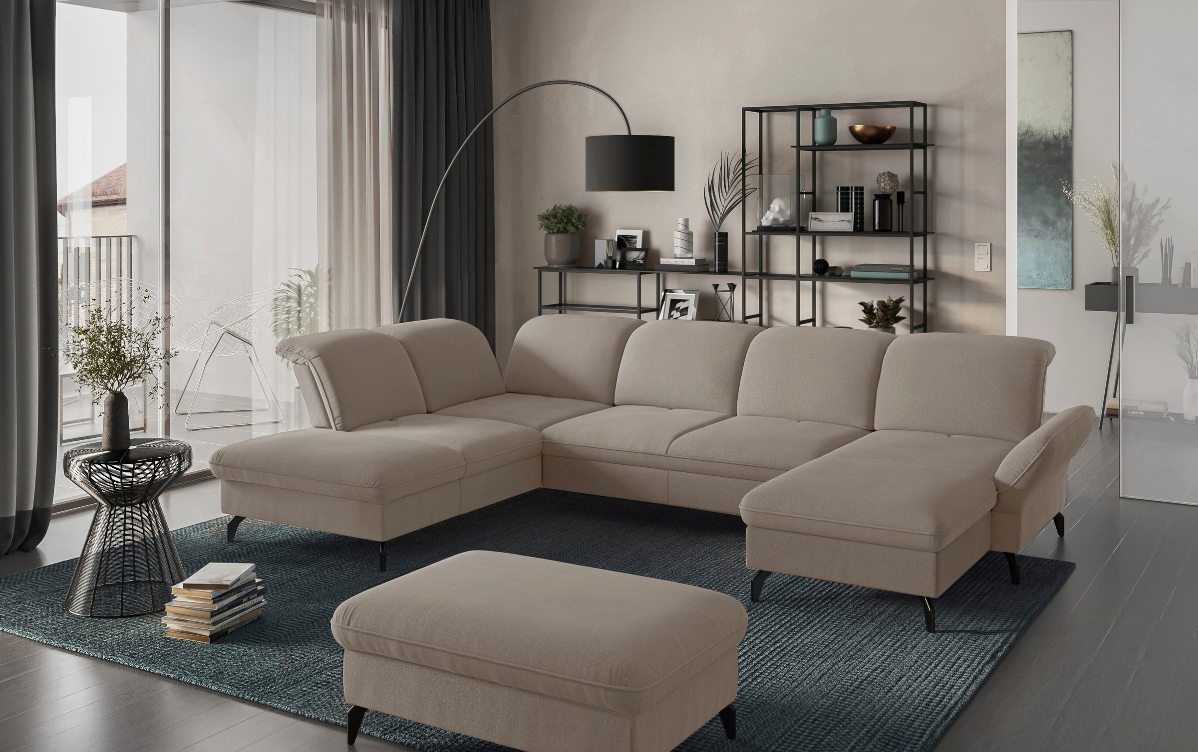 sit&more Wohnlandschaft Leandro U-Form, Wahlweise mit Bett-, Kopfteil - und günstig online kaufen