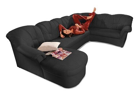 DOMO collection Wohnlandschaft »Papenburg, zeitlose Rückensteppung, elegante Formensprache, U-Form«, in großer Farbvielfalt, wahlweise mit Bettfunktion