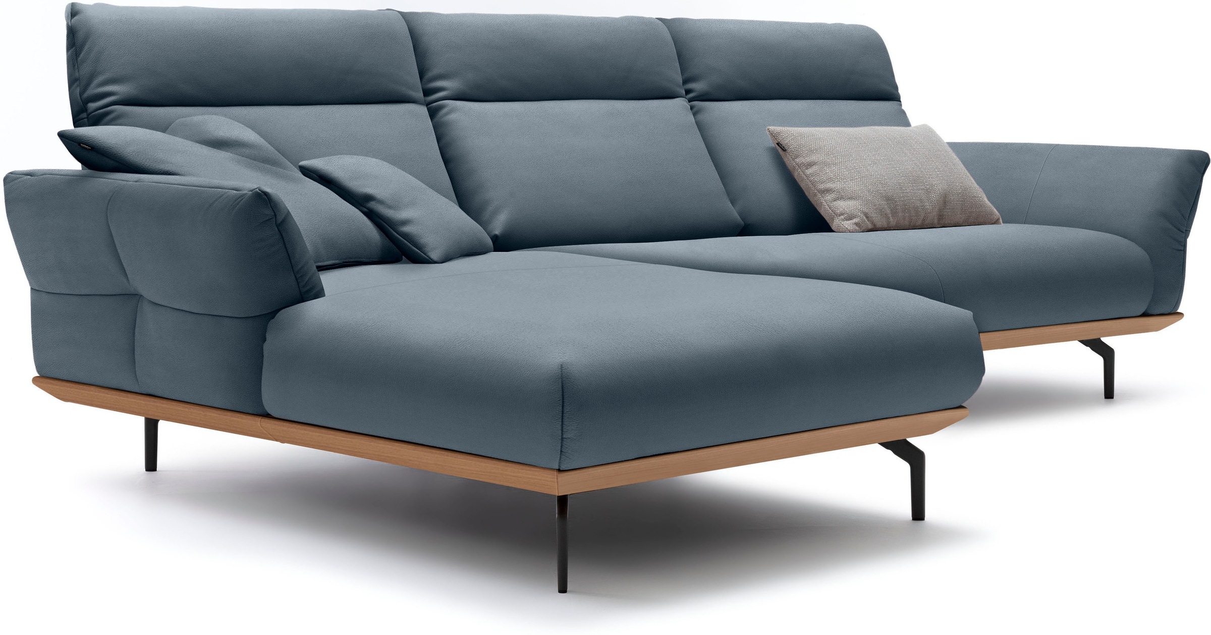 Creation BY ROLF BENZ Ecksofa »CR.460«, Sockel in Eiche, Winkelfüße in Umbragrau, Breite 318 cm
