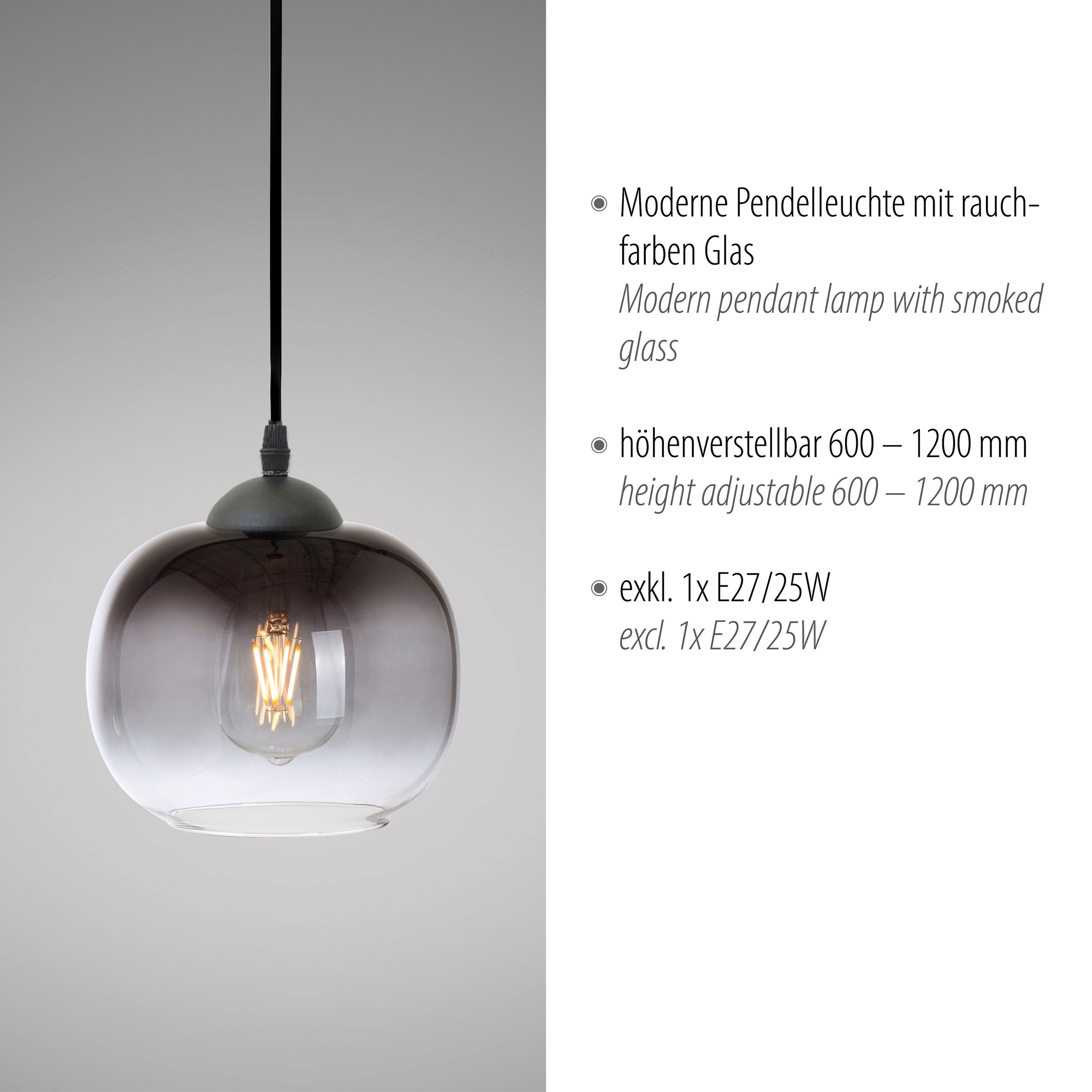 JUST LIGHT Pendelleuchte »ZEA«, 1 flammig, Leuchtmittel E27 | ohne Leuchtmittel