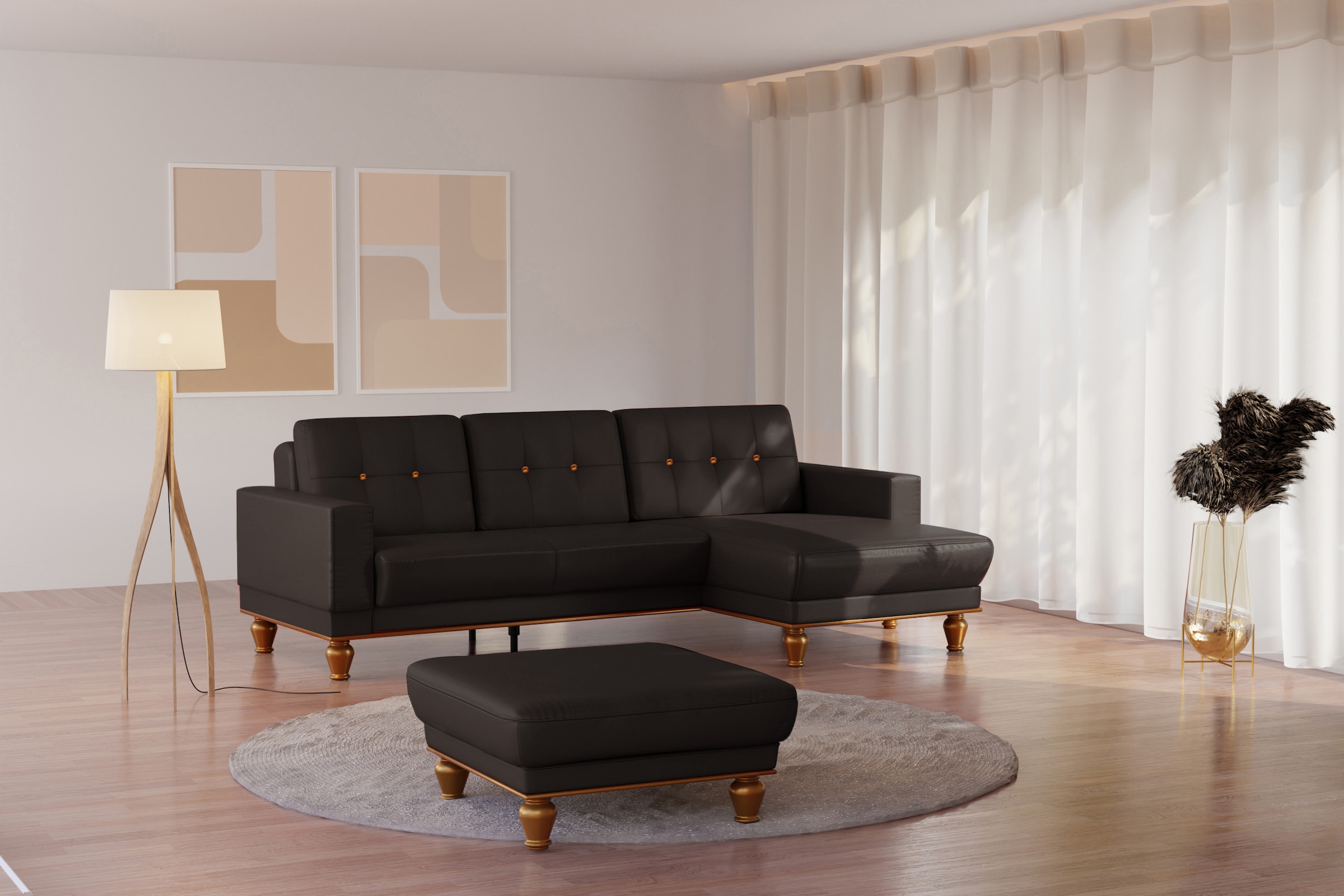 sit&more Ecksofa »Orient 5 L-Form« mit Strass-Stein, wahlweise mit Bettfunk günstig online kaufen