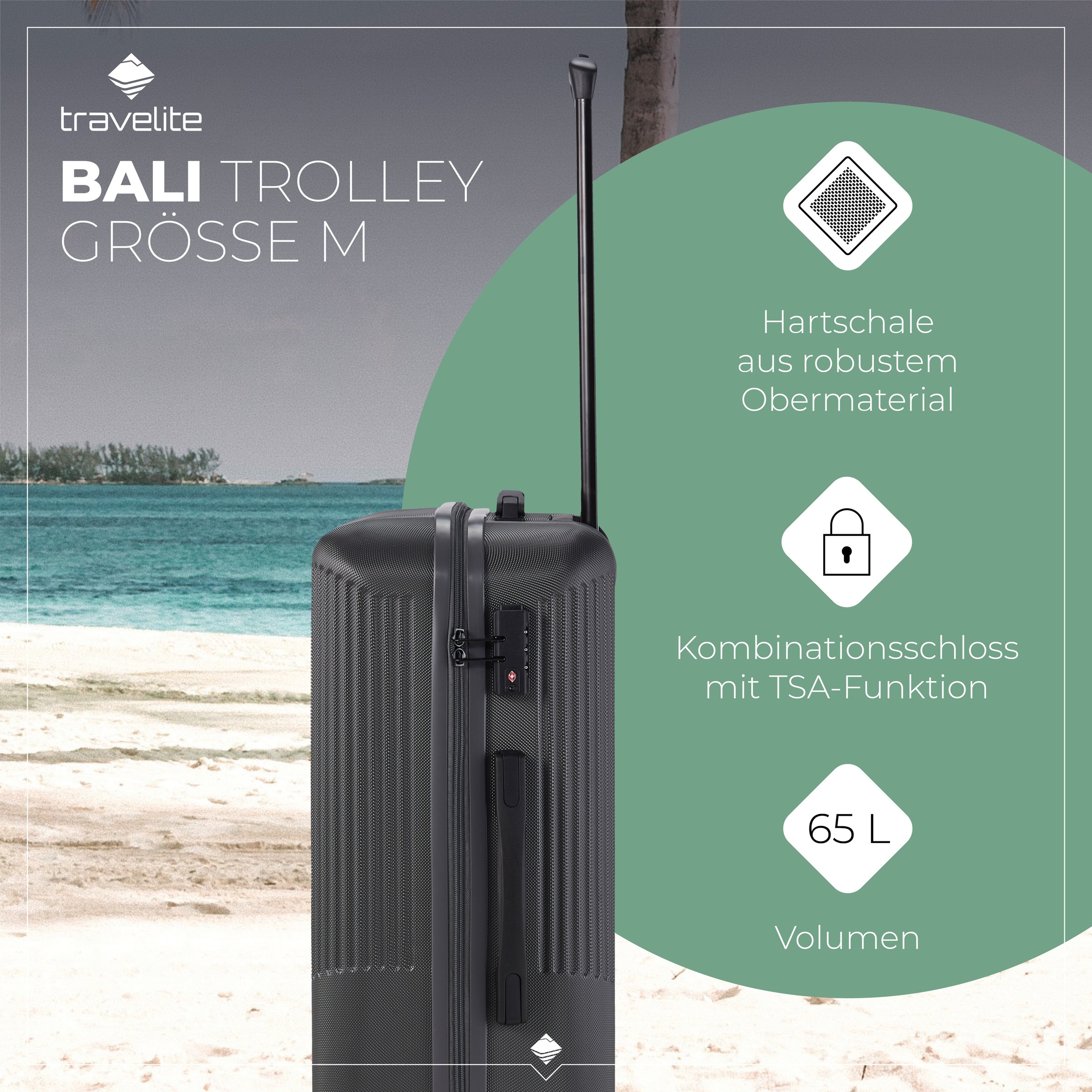 travelite Hartschalen-Trolley »BALI, in verschiedenen Größen und Farben«, 4 Rollen, Hartschallenkoffer Reisegepäck Reisekoffer TSA Schloss