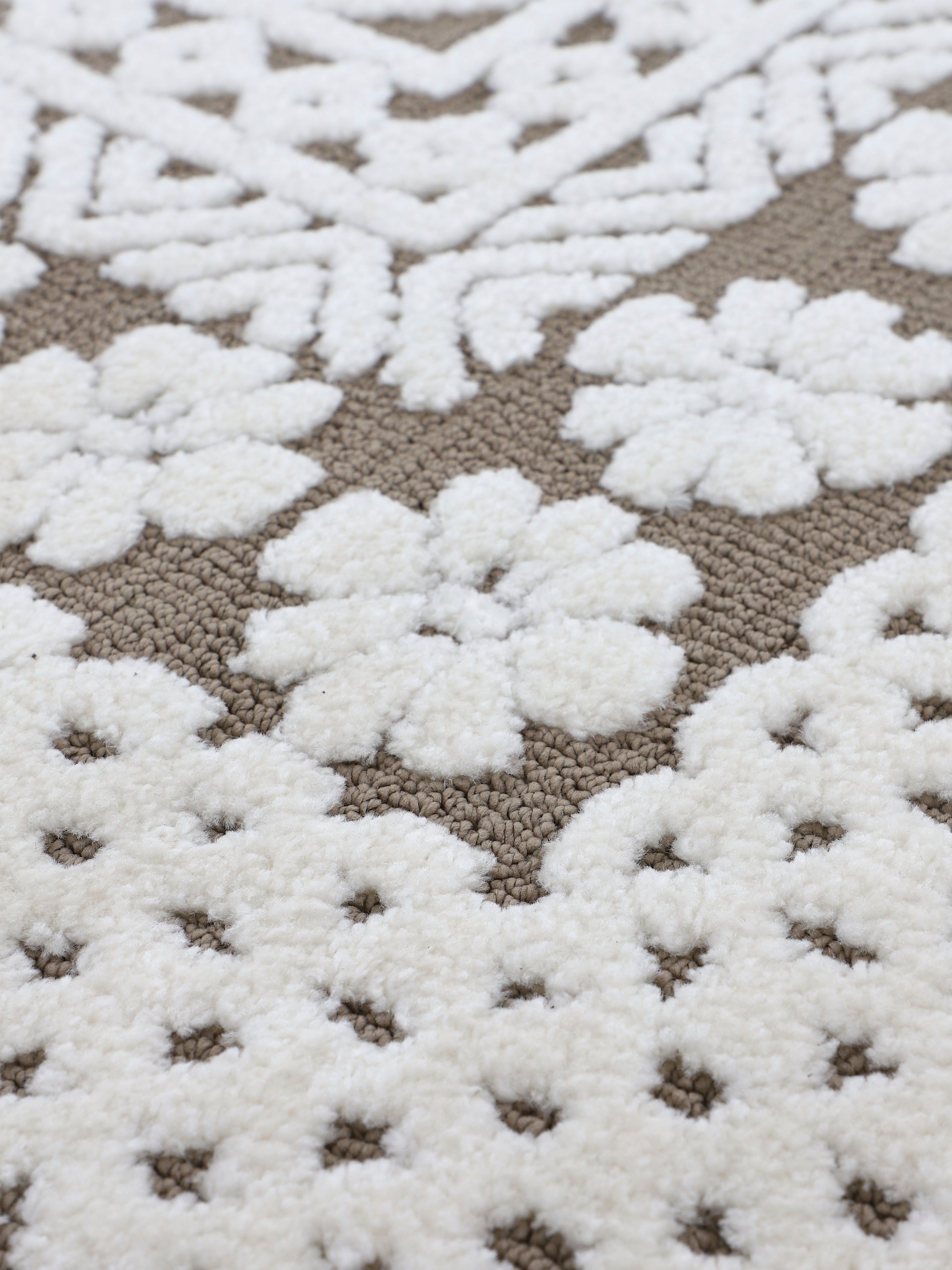 carpetfine Teppich »Holly 1«, rechteckig, 12 mm Höhe, Blumen Motiv, Hoch-Tief Struktur, Wohnzimmer
