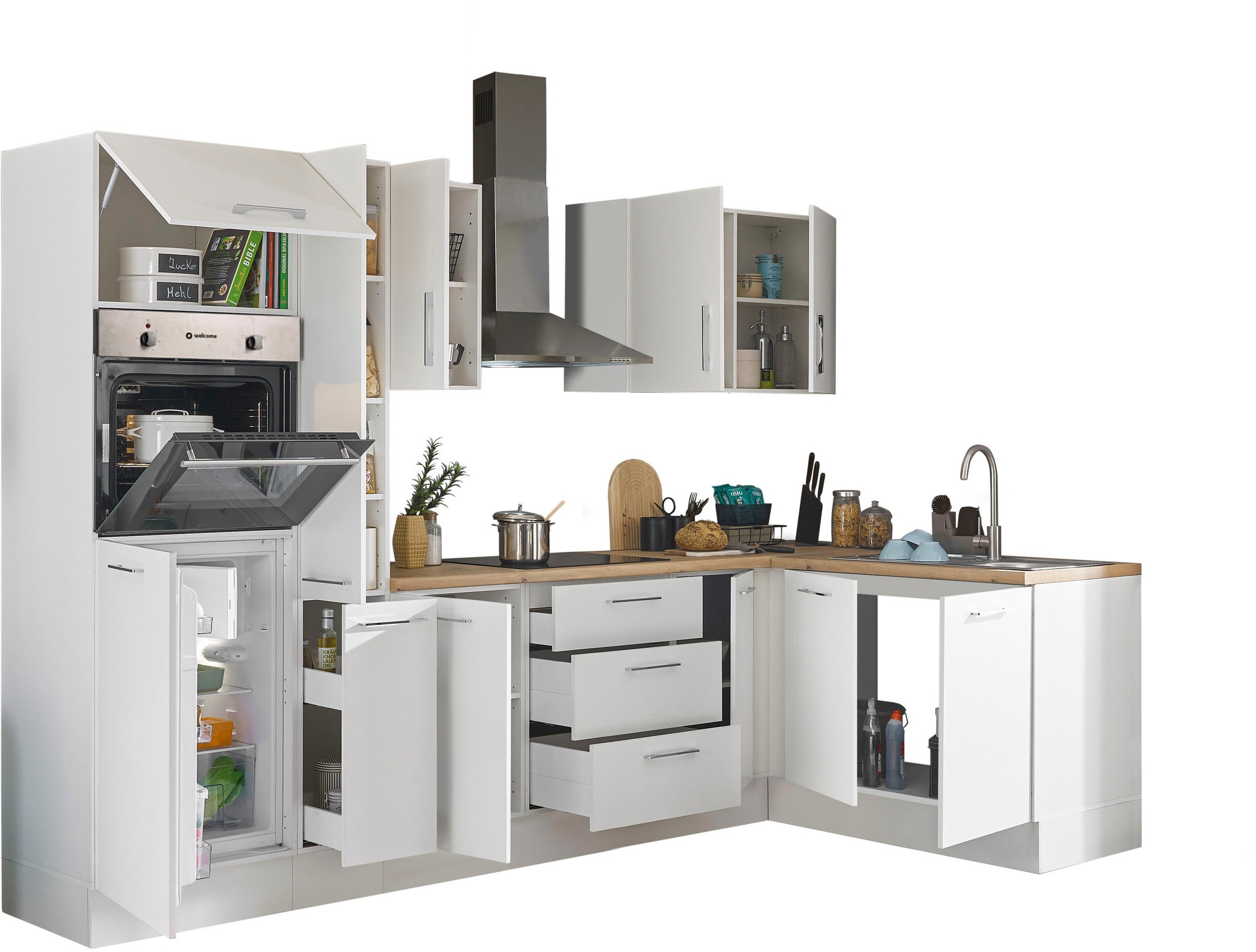 BASIC by Balculina Winkelküche »Turin«, Stellbreite 300x175 cm, wahlweise mit E-Geräten