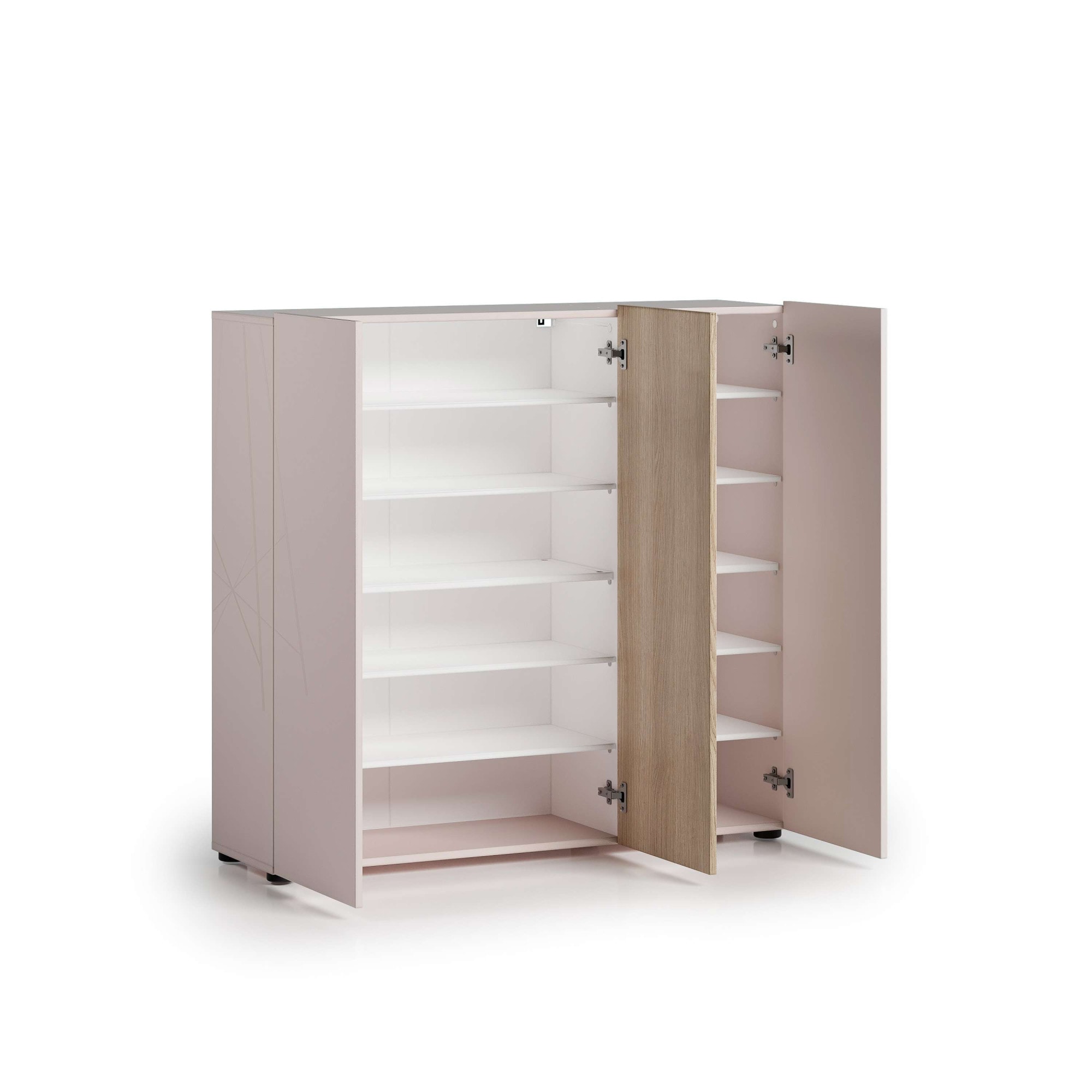 INOSIGN Schuhschrank »LADY, Schuhkommode,Schuhmöbel,Schuhablage,Schuhregal« Korpus und weiße Türen hochglänzend lackiert.,  10 Einlegeböden,12 Fächer,ca. 24 Paar Schuhe-Maße: B/T/H:120x34x115 cm