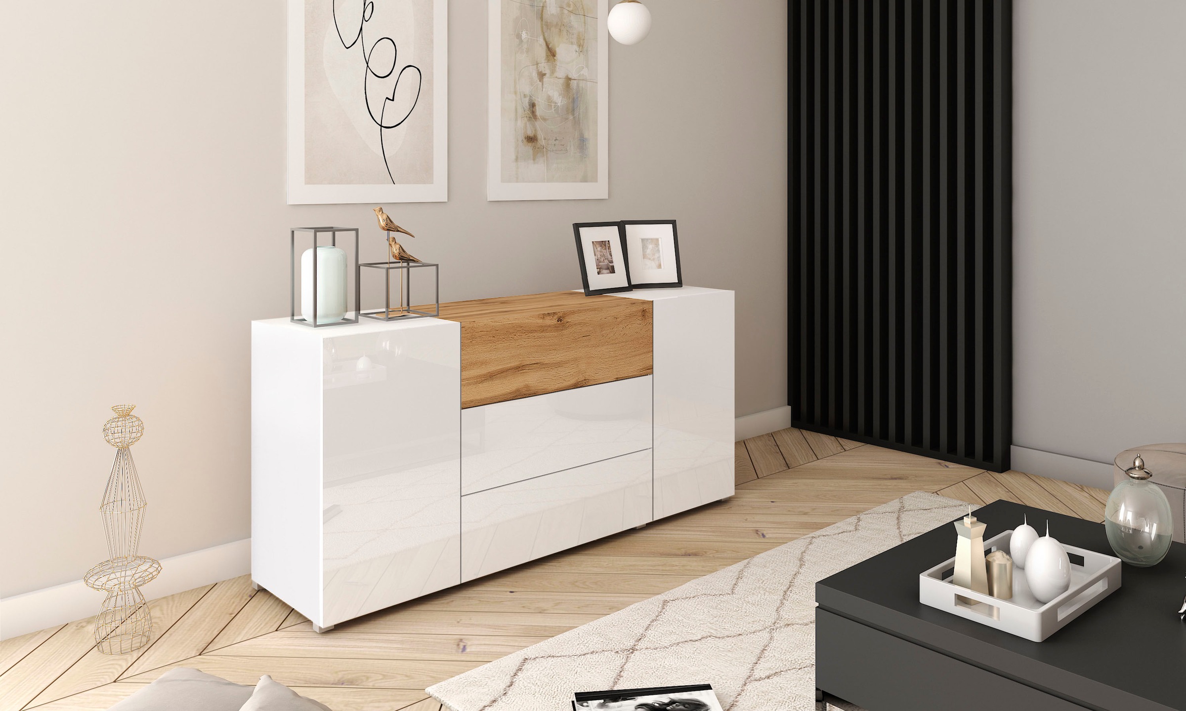 INOSIGN Sideboard »BERLIN« Moderne grifflose Kommode Breite 150 cm, 4 Schub günstig online kaufen
