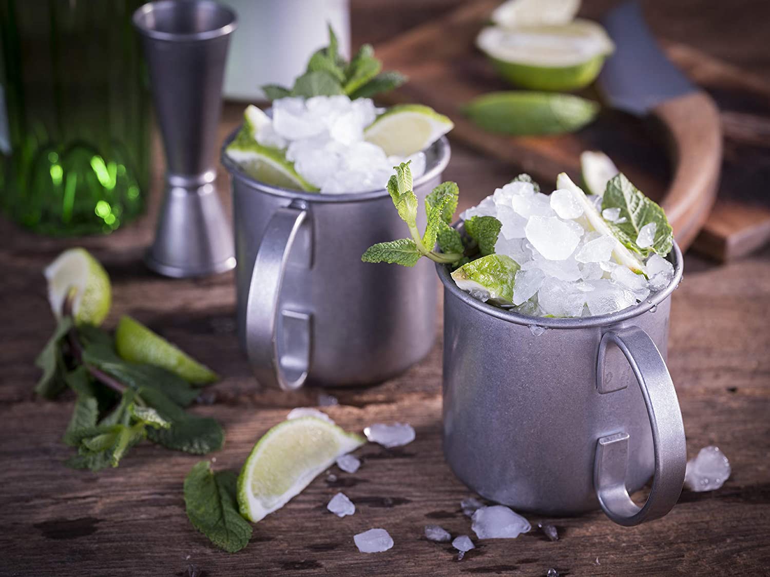 Buddy's Becher »Buddy´s Bar«, (Set, 2 tlg.), Moscow Mule Becher, 450 ml, hochwertiger Edelstahl, Edelstahl Antik